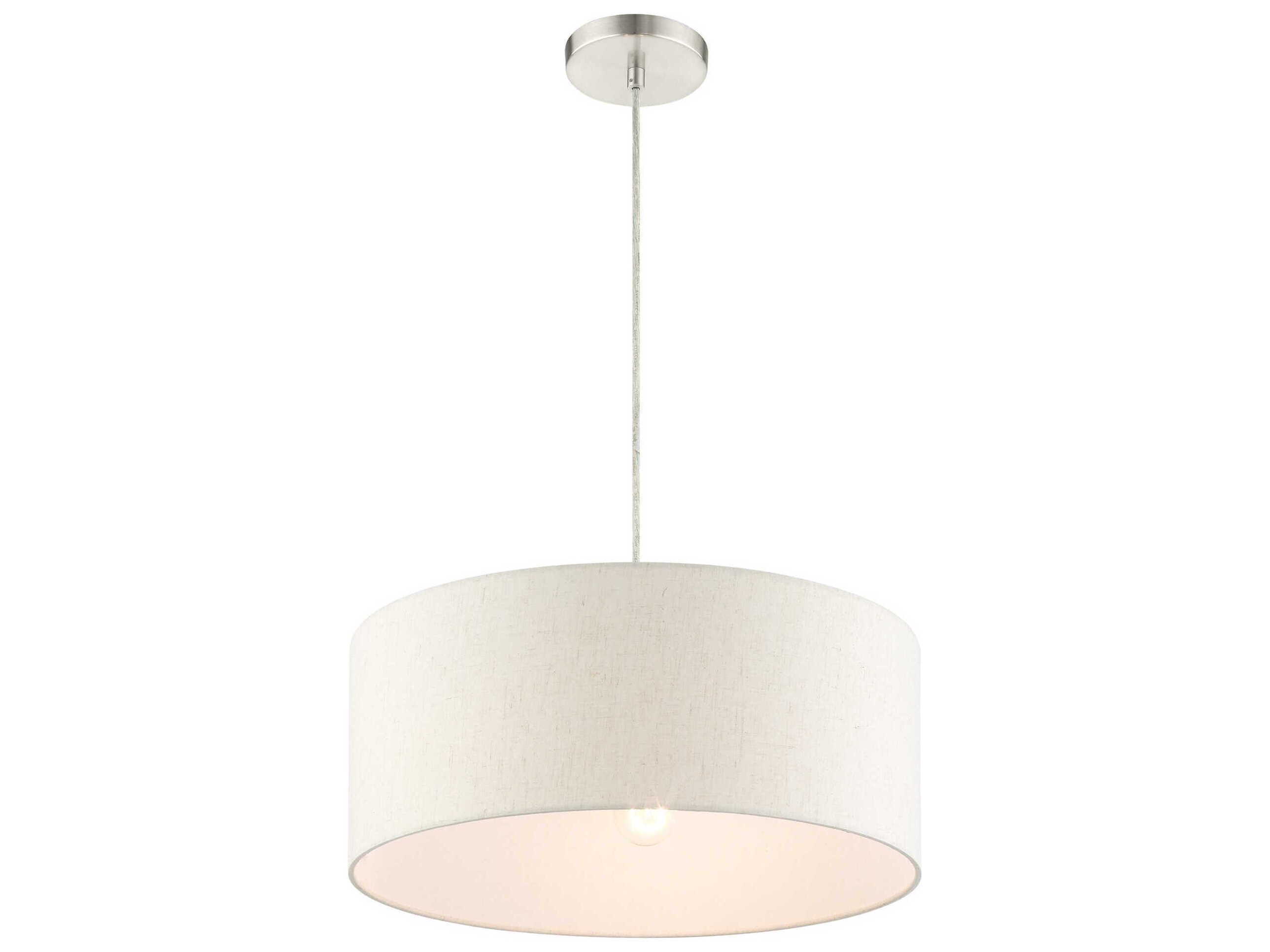 Livex Lighting Meadow 3-Light Brushed Nickel Drum Pendant