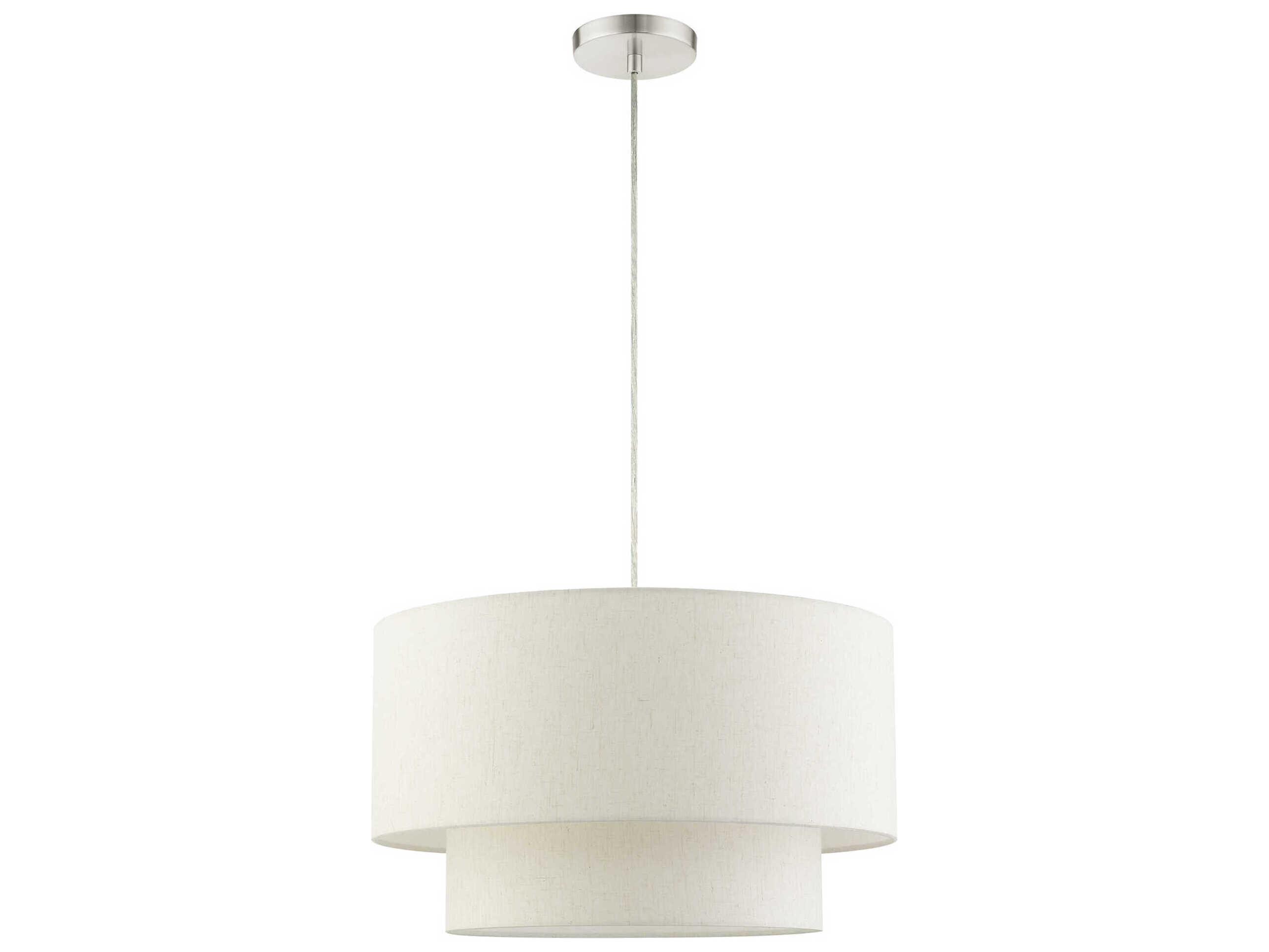 Livex Lighting Meadow 3-Light Brushed Nickel Drum Pendant