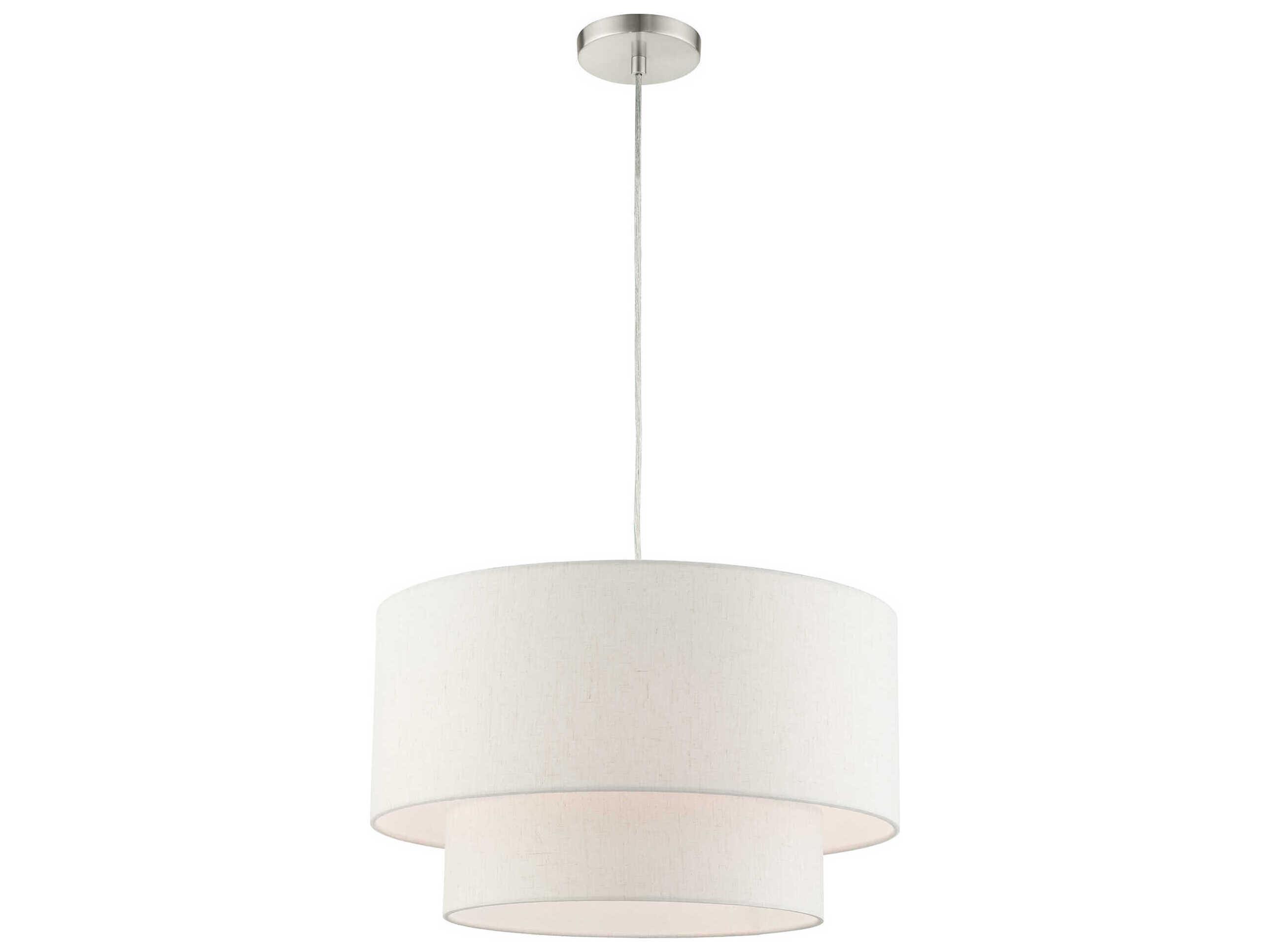 Livex Lighting Meadow 3-Light Brushed Nickel Drum Pendant