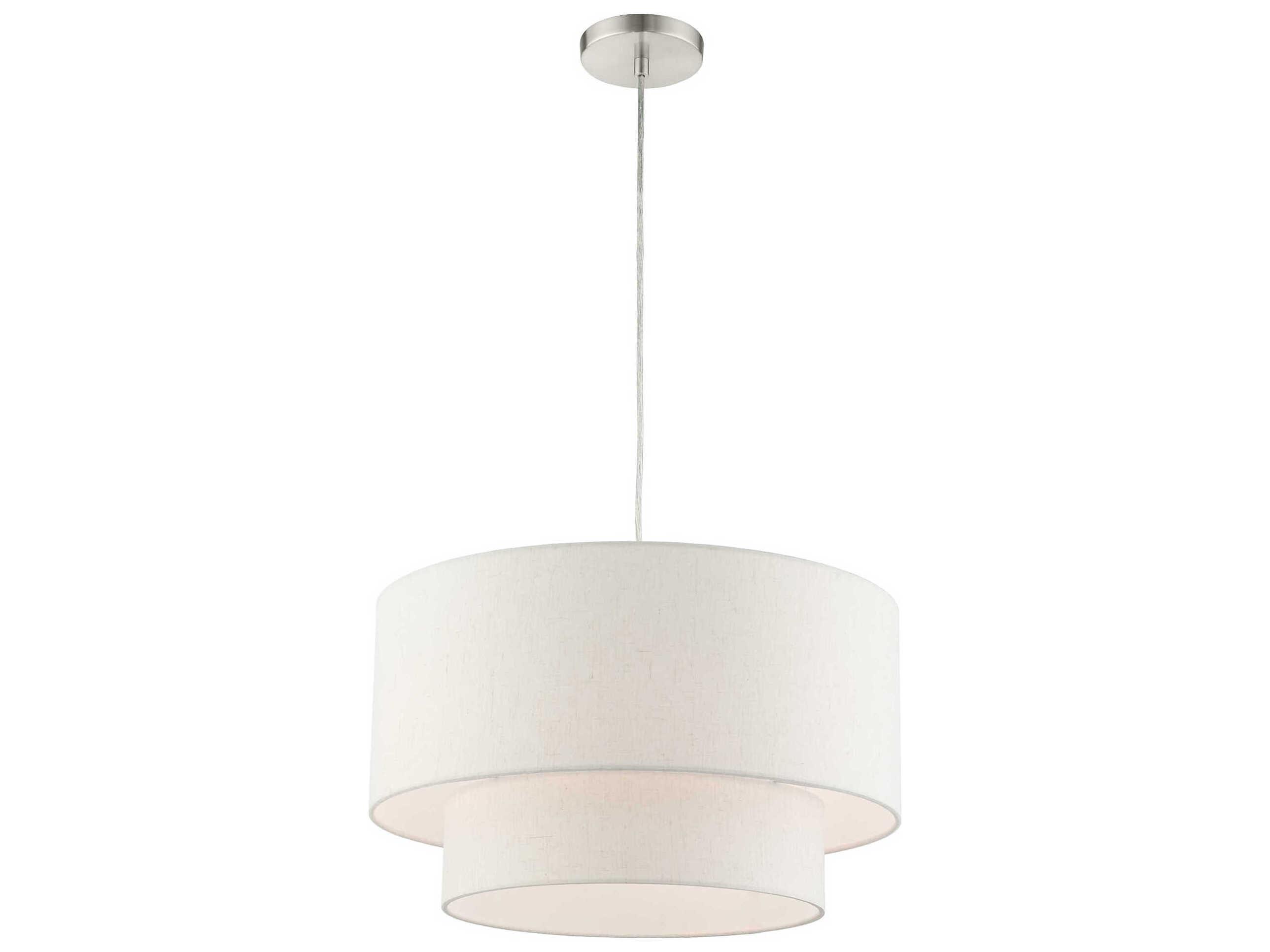 Livex Lighting Meadow 3-Light Brushed Nickel Drum Pendant