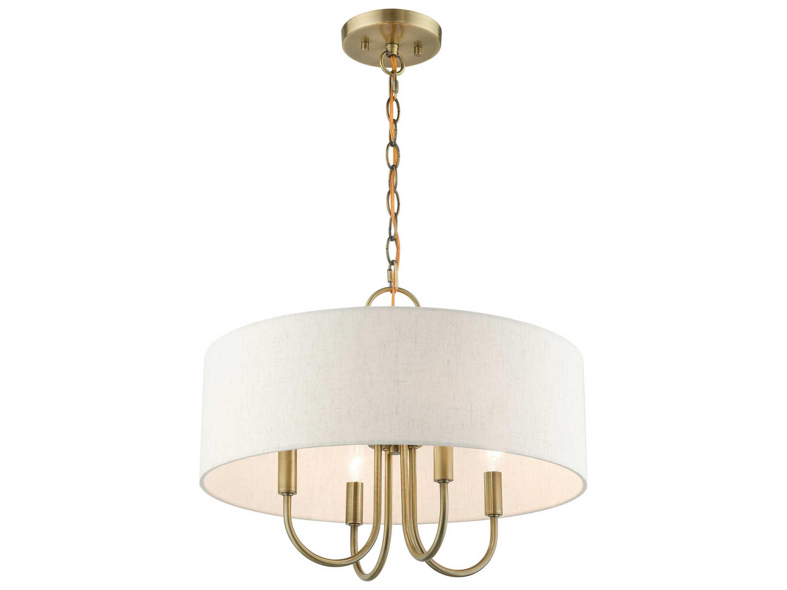 Livex Lighting Blossom 4-Light Antique Brass Drum Chandelier