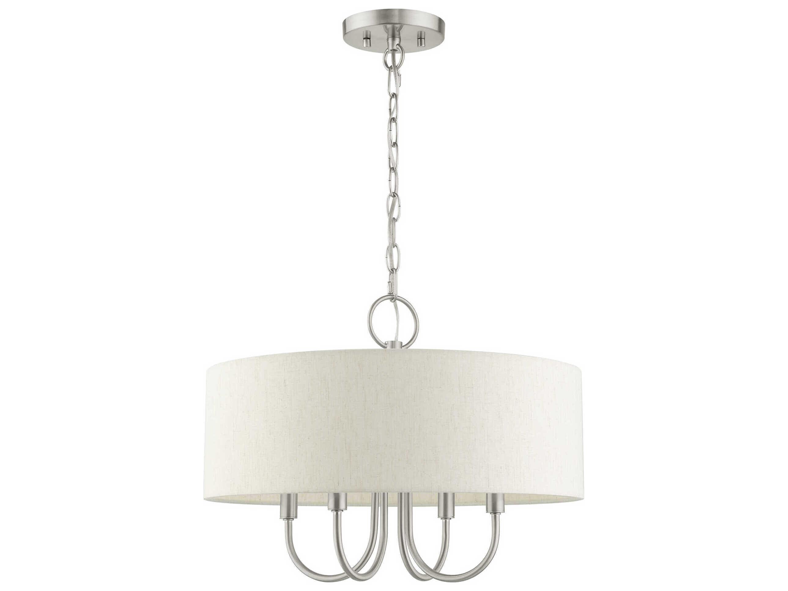 Livex Lighting Blossom 4-Light Brushed Nickel White Drum Chandelier