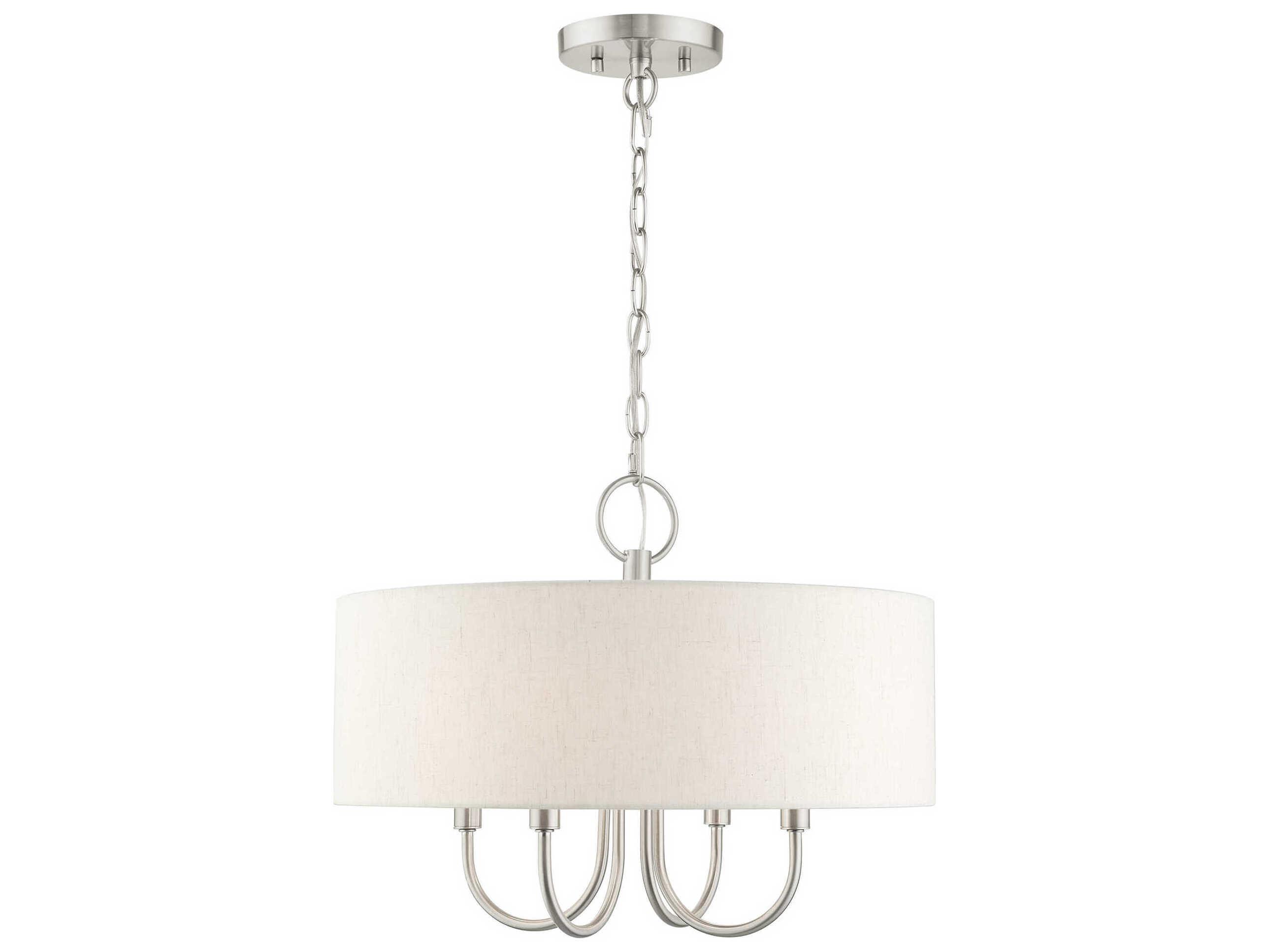 Livex Lighting Blossom 4-Light Brushed Nickel White Drum Chandelier