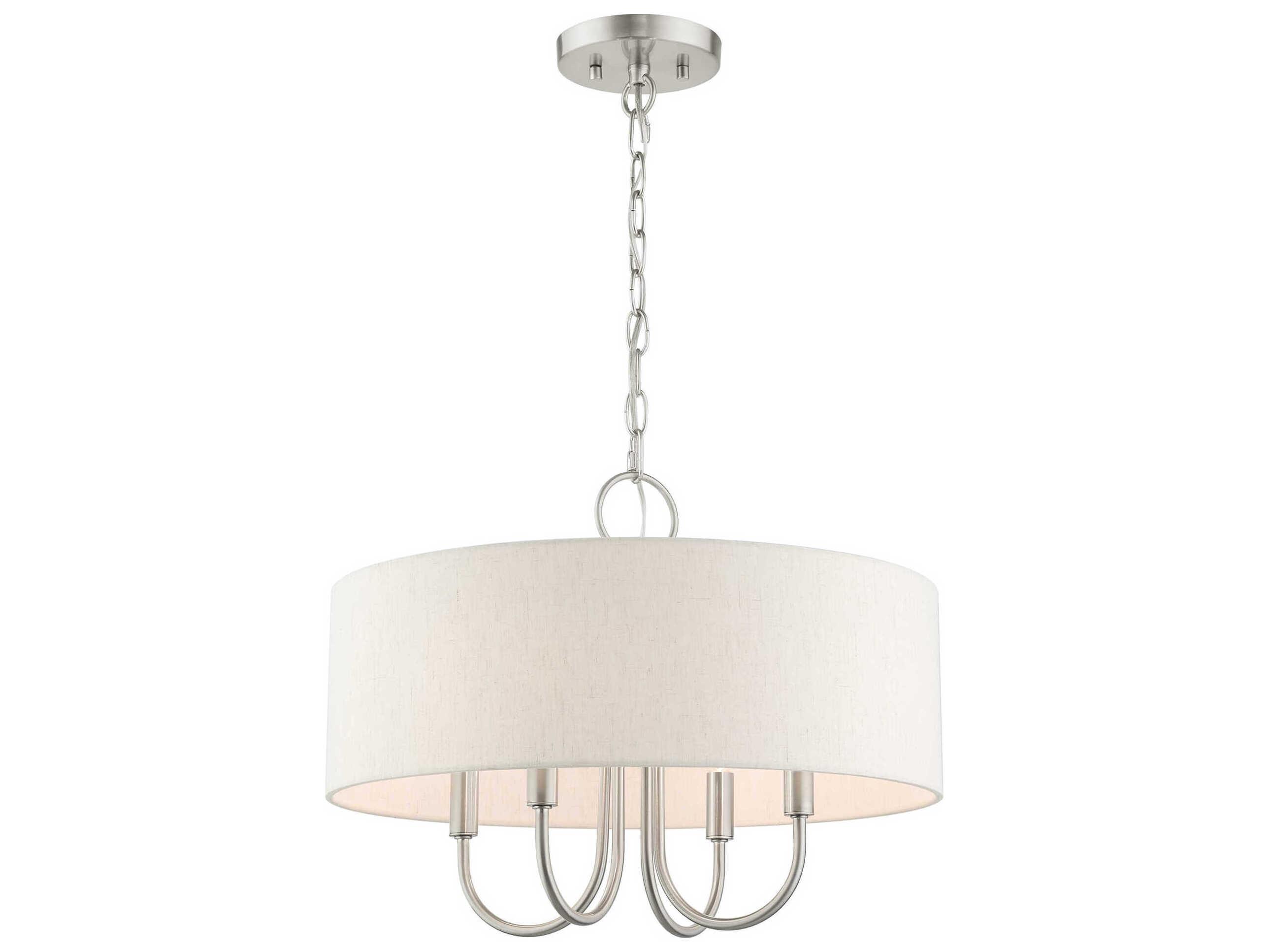 Livex Lighting Blossom 4-Light Brushed Nickel White Drum Chandelier