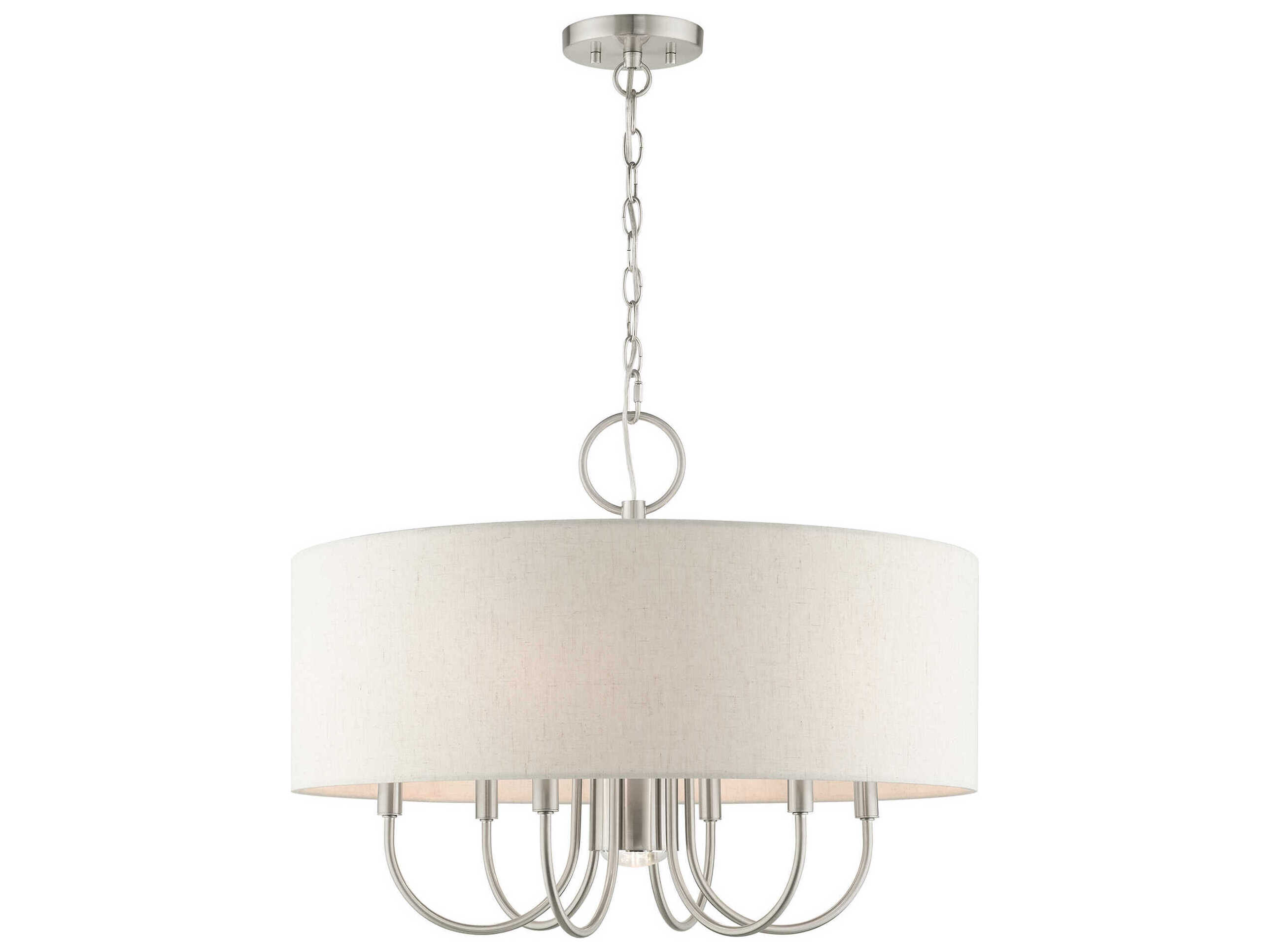 Livex Lighting Blossom 7-Light Brushed Nickel White Drum Chandelier