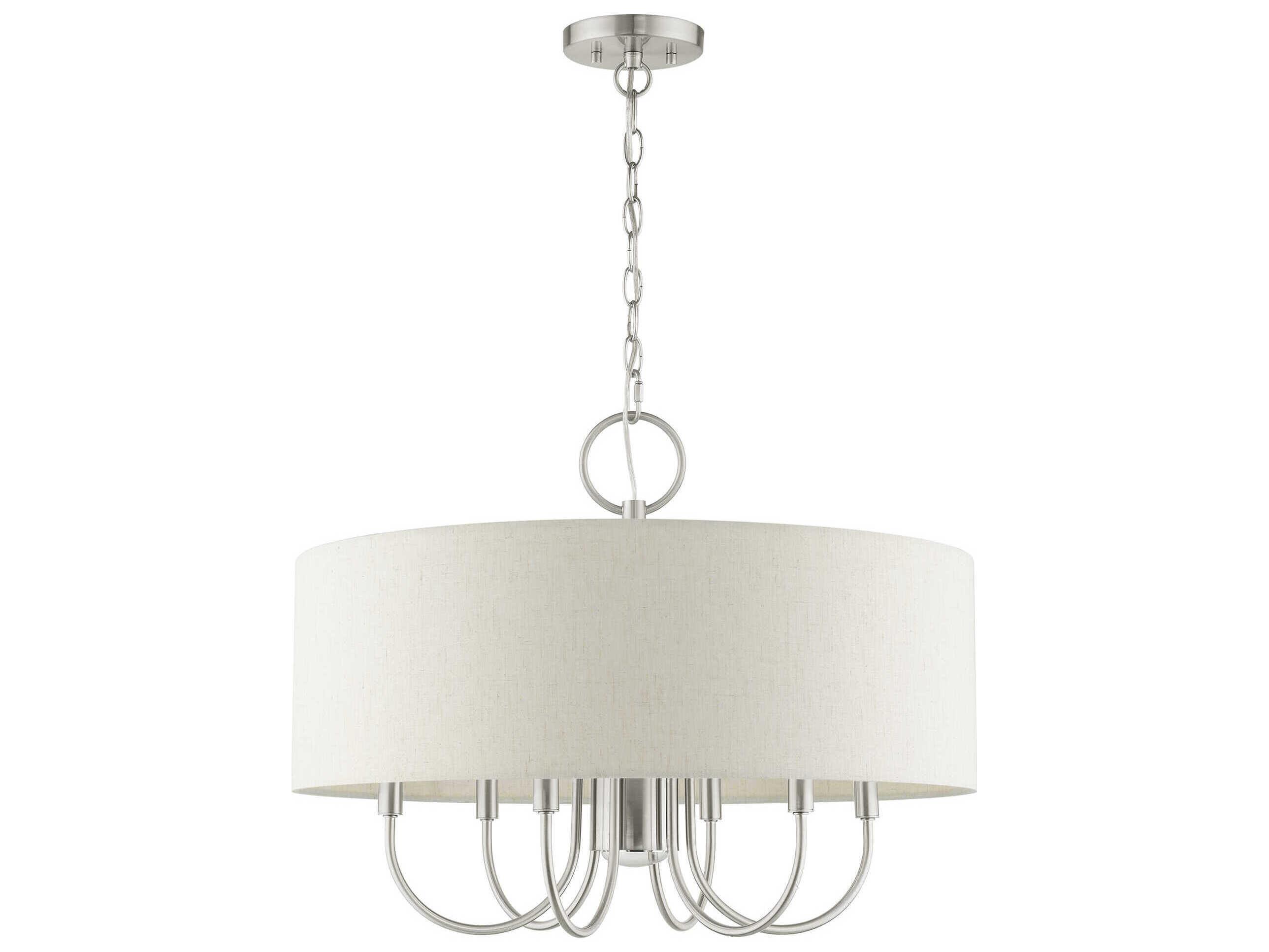 Livex Lighting Blossom 7-Light Brushed Nickel White Drum Chandelier