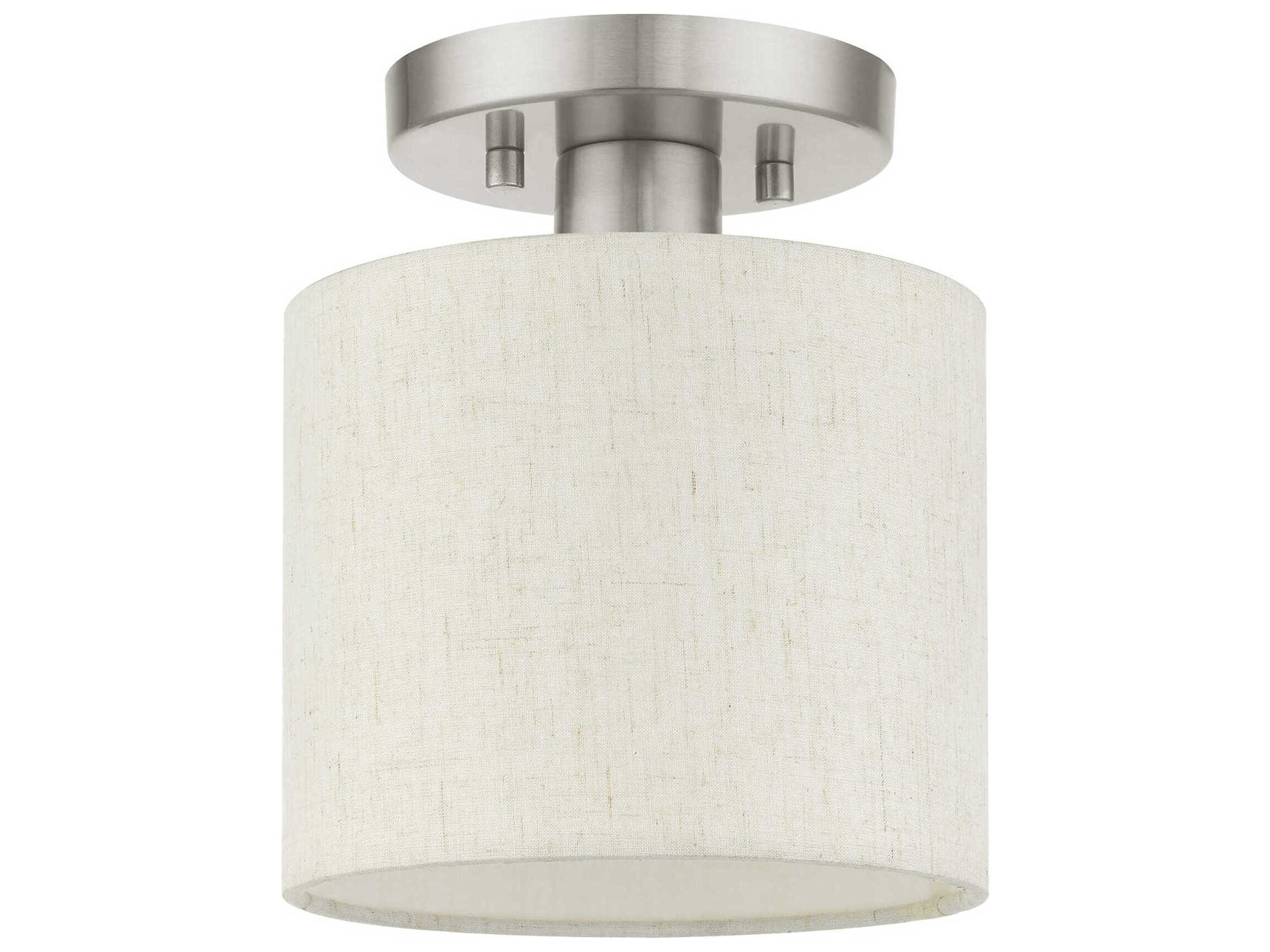 Livex Lighting Meadow 1-Light Brushed Nickel Drum Semi Flush Mount