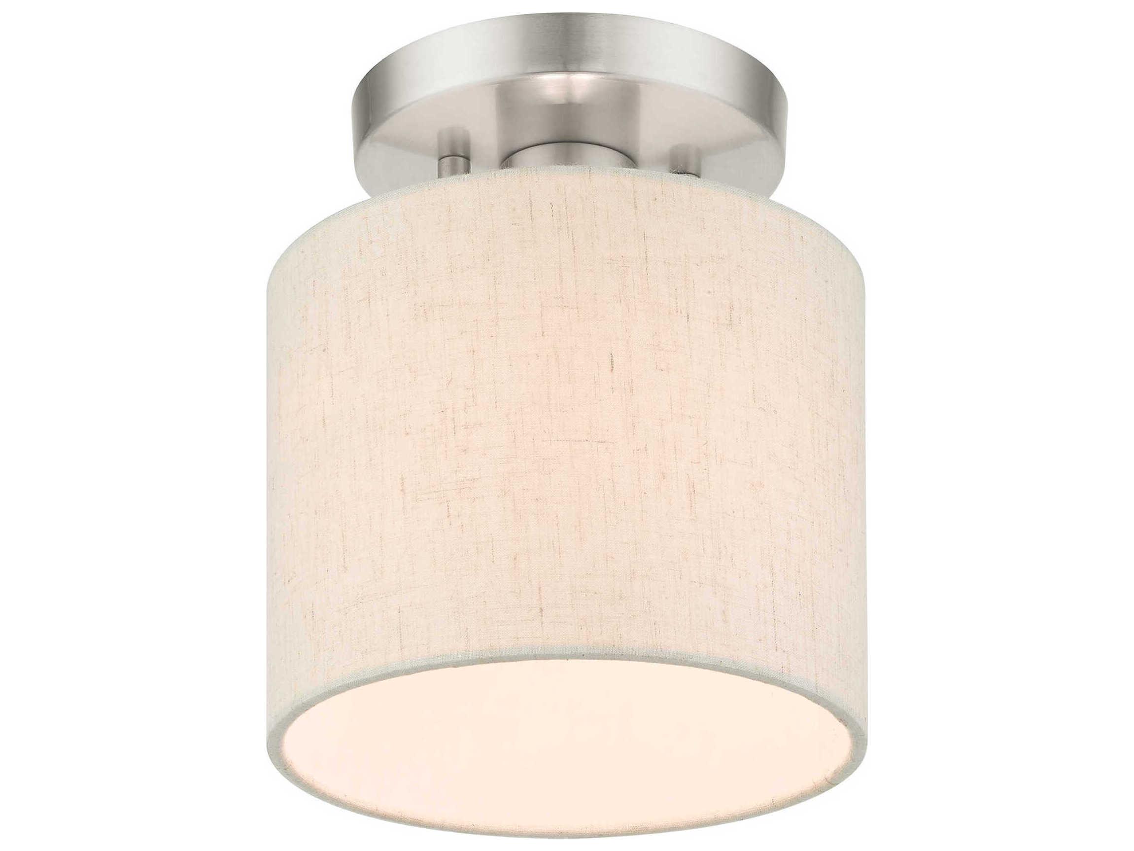 Livex Lighting Meadow 1-Light Brushed Nickel Drum Semi Flush Mount