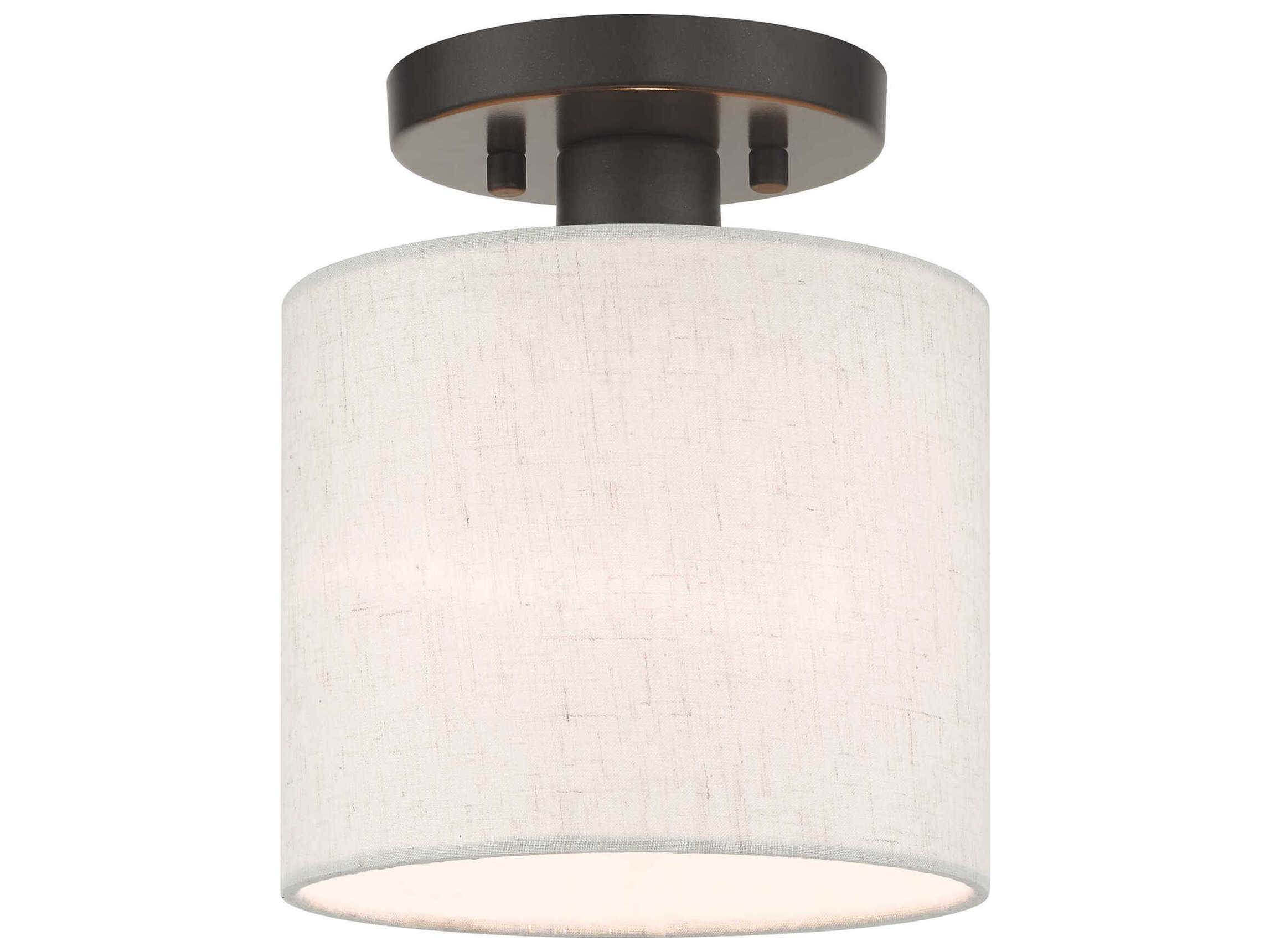 Livex Lighting Meadow 1-Light English Bronze Drum Semi Flush Mount