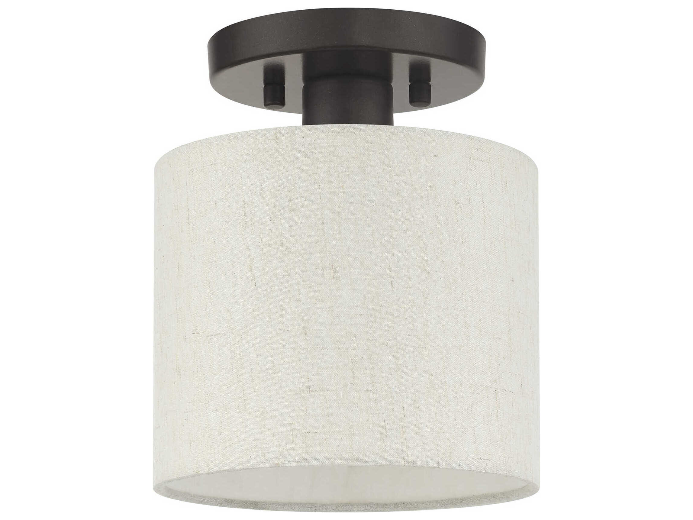 Livex Lighting Meadow 1-Light English Bronze Drum Semi Flush Mount