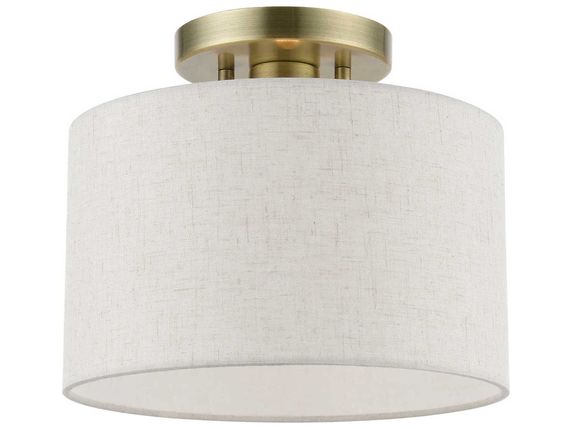 Livex Lighting Blossom 1-Light Antique Brass Drum Semi Flush Mount