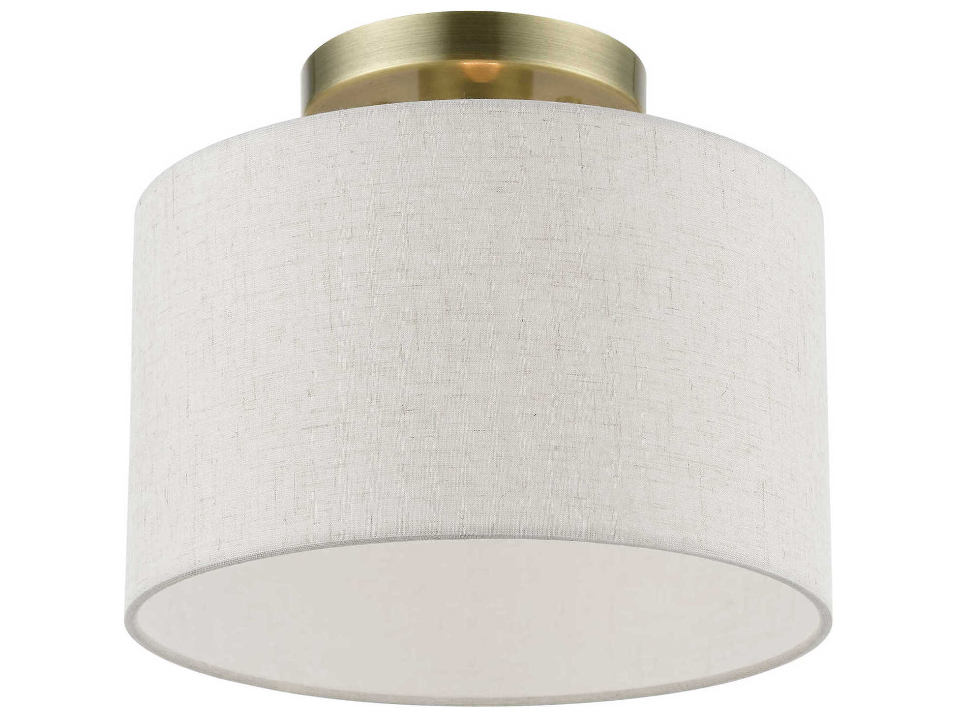 Livex Lighting Blossom 1-Light Antique Brass Drum Semi Flush Mount