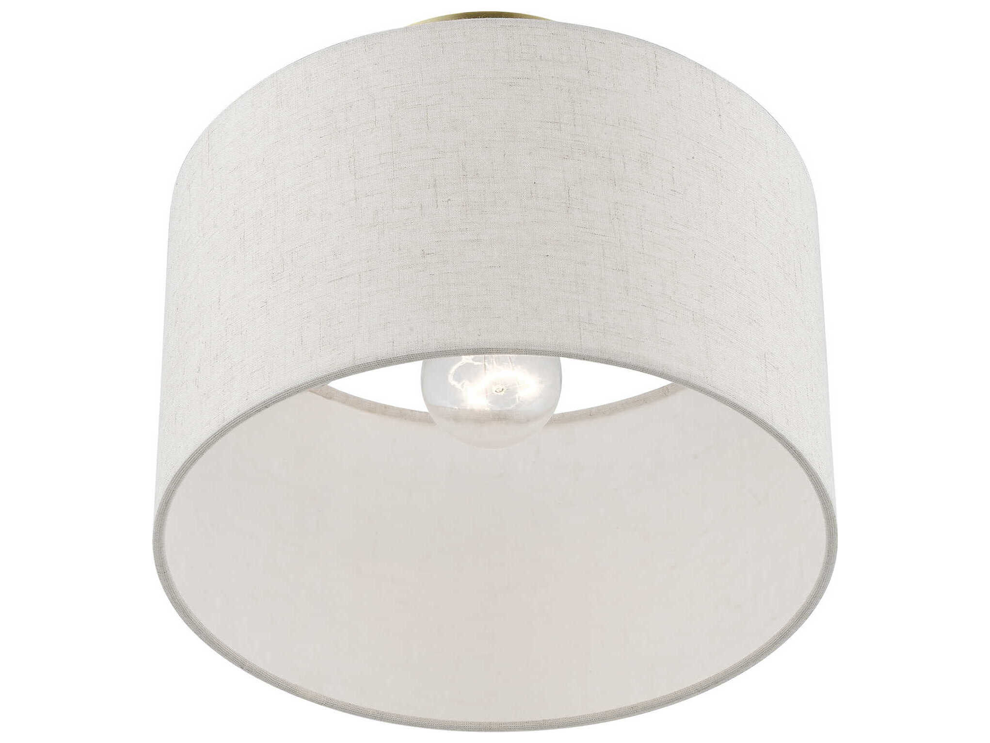 Livex Lighting Blossom 1-Light Antique Brass Drum Semi Flush Mount