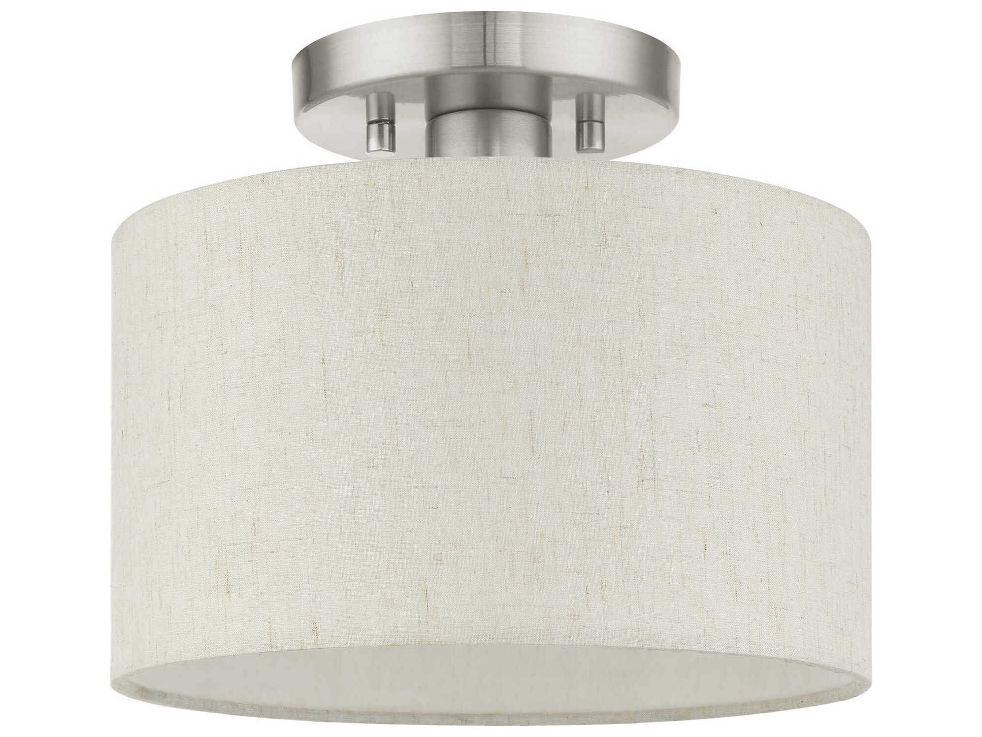 Livex Lighting Meadow 1-Light Brushed Nickel Drum Semi Flush Mount