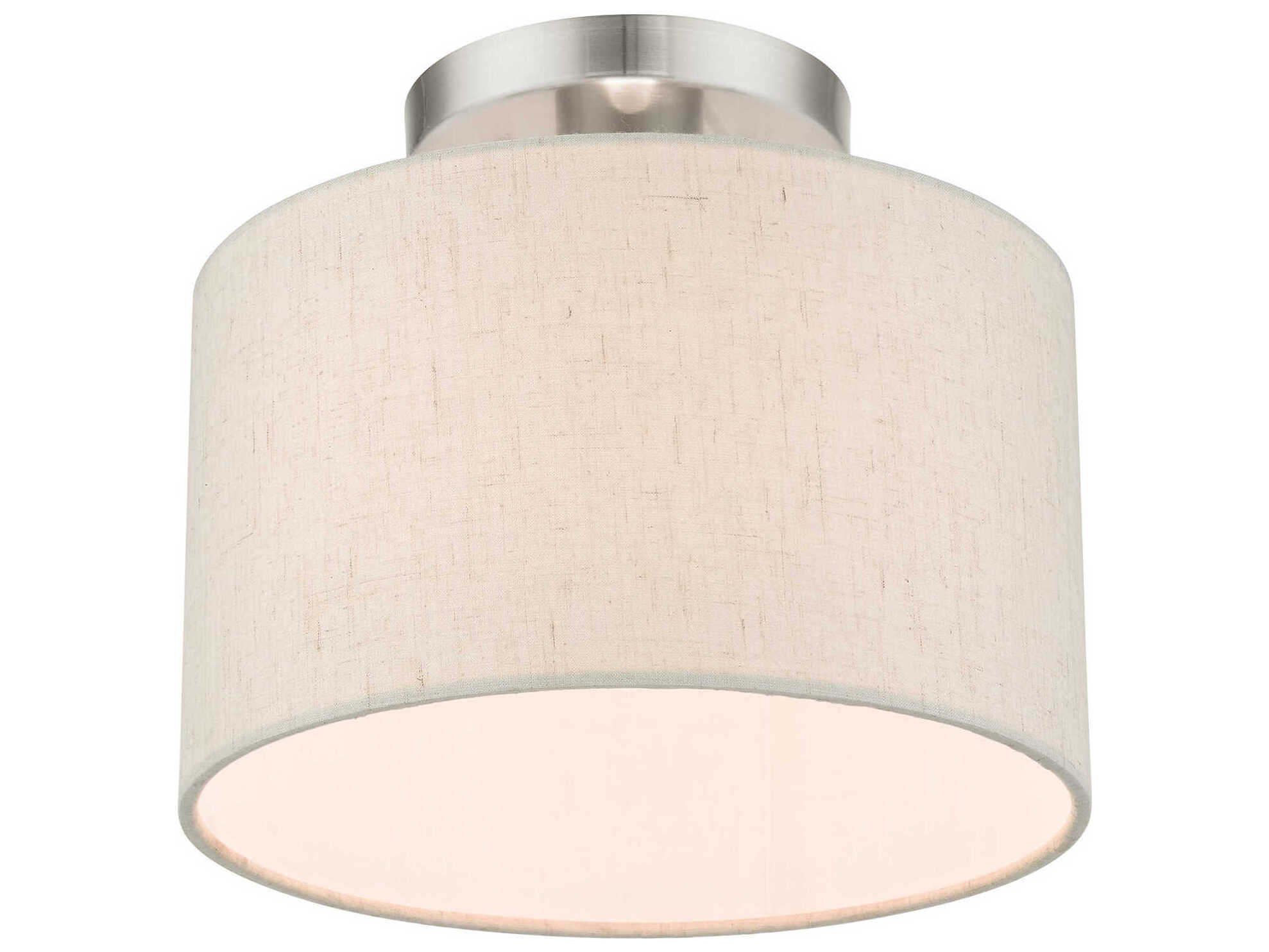 Livex Lighting Meadow 1-Light Brushed Nickel Drum Semi Flush Mount