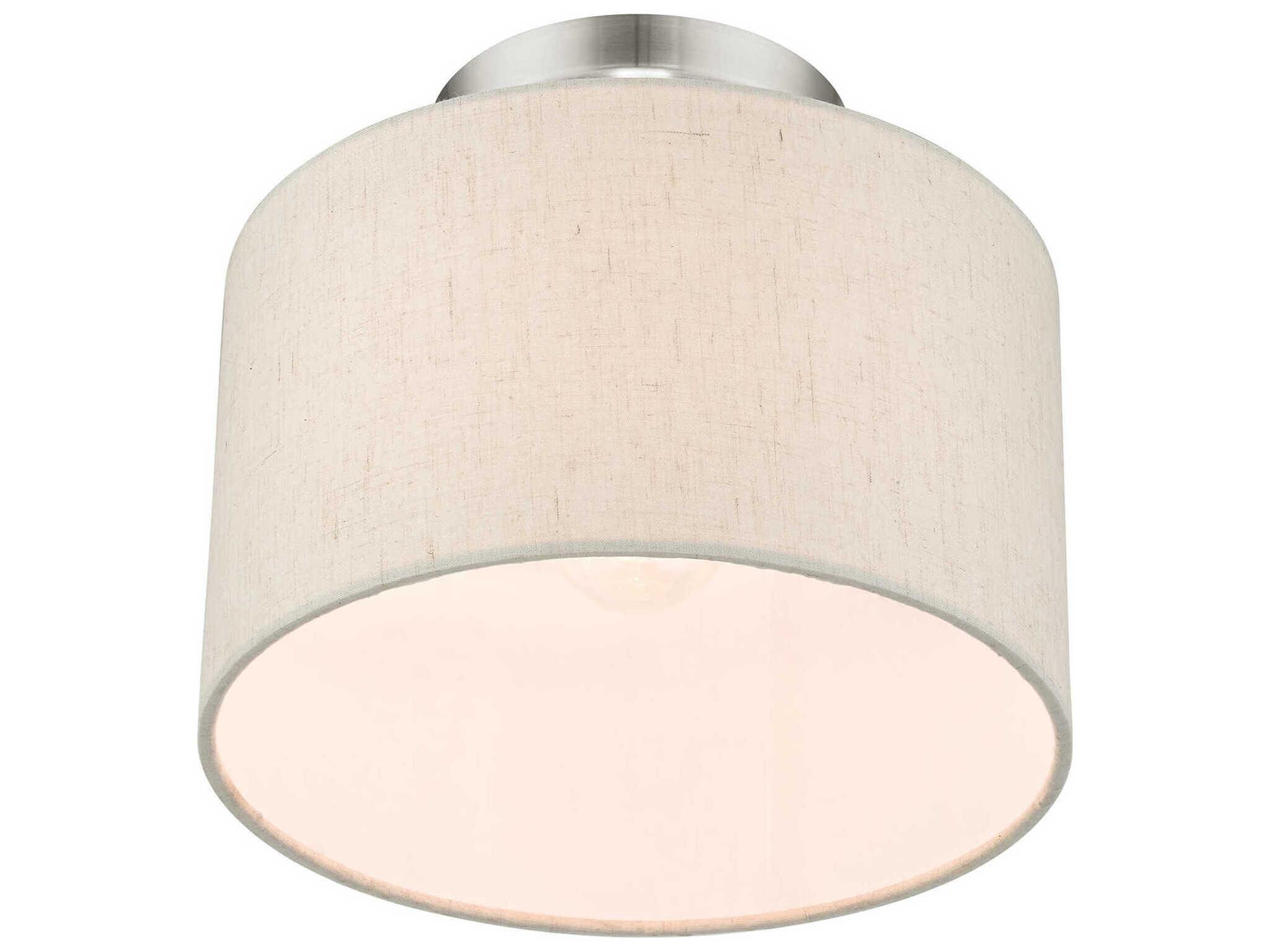 Livex Lighting Meadow 1-Light Brushed Nickel Drum Semi Flush Mount