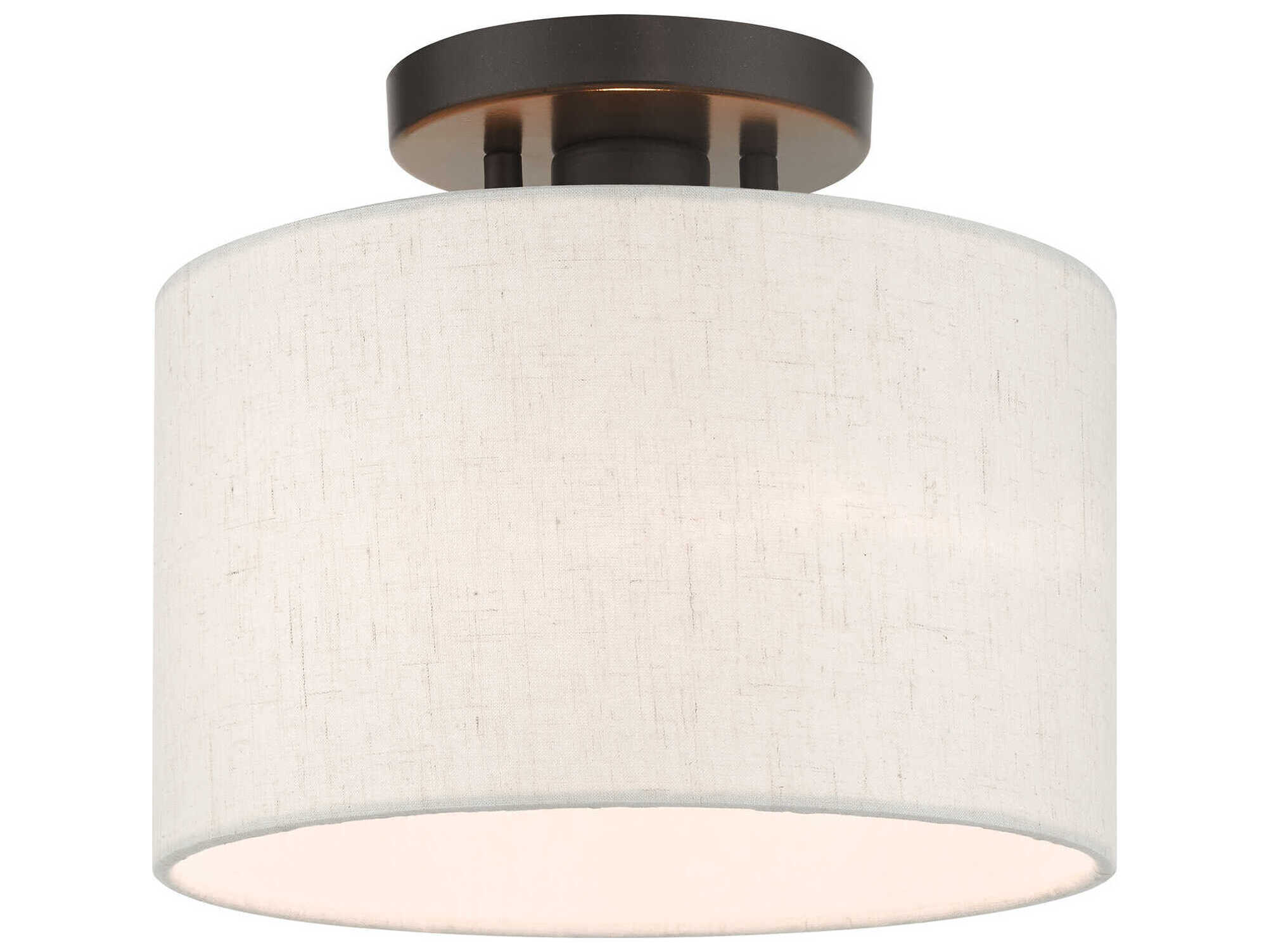 Livex Lighting Meadow 1-Light English Bronze Drum Semi Flush Mount