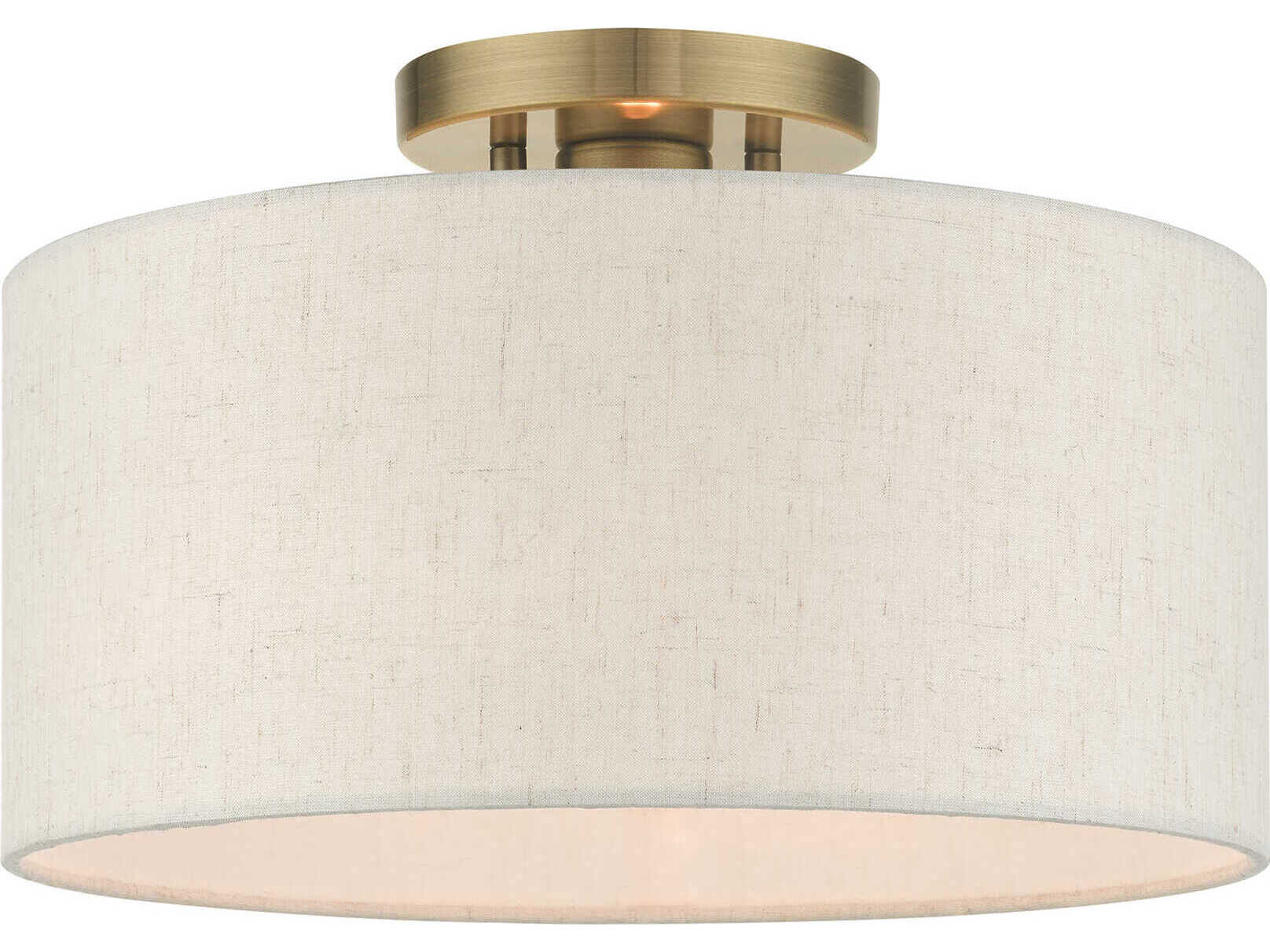 Livex Lighting Blossom 1-Light Antique Brass Drum Semi Flush Mount