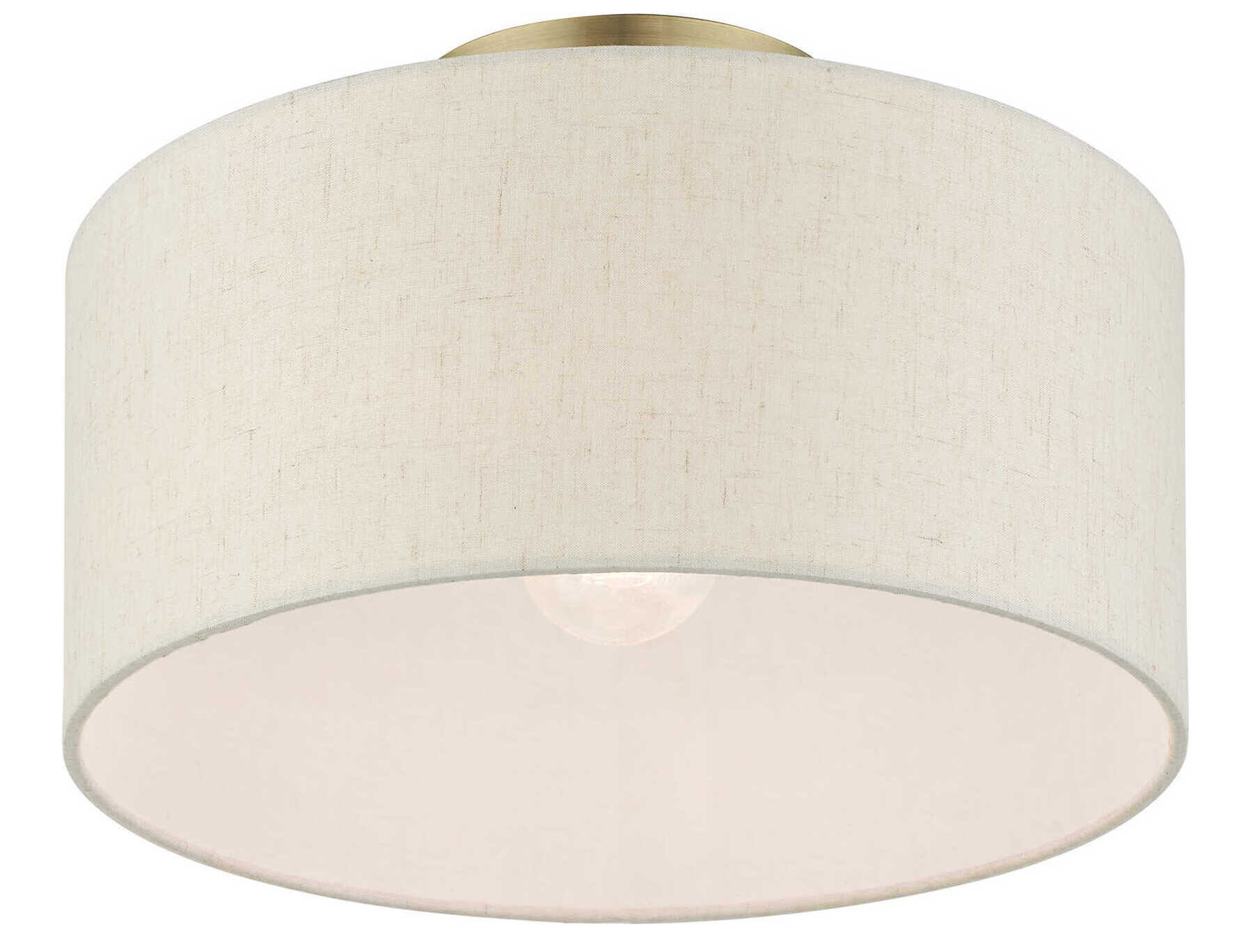 Livex Lighting Blossom 1-Light Antique Brass Drum Semi Flush Mount