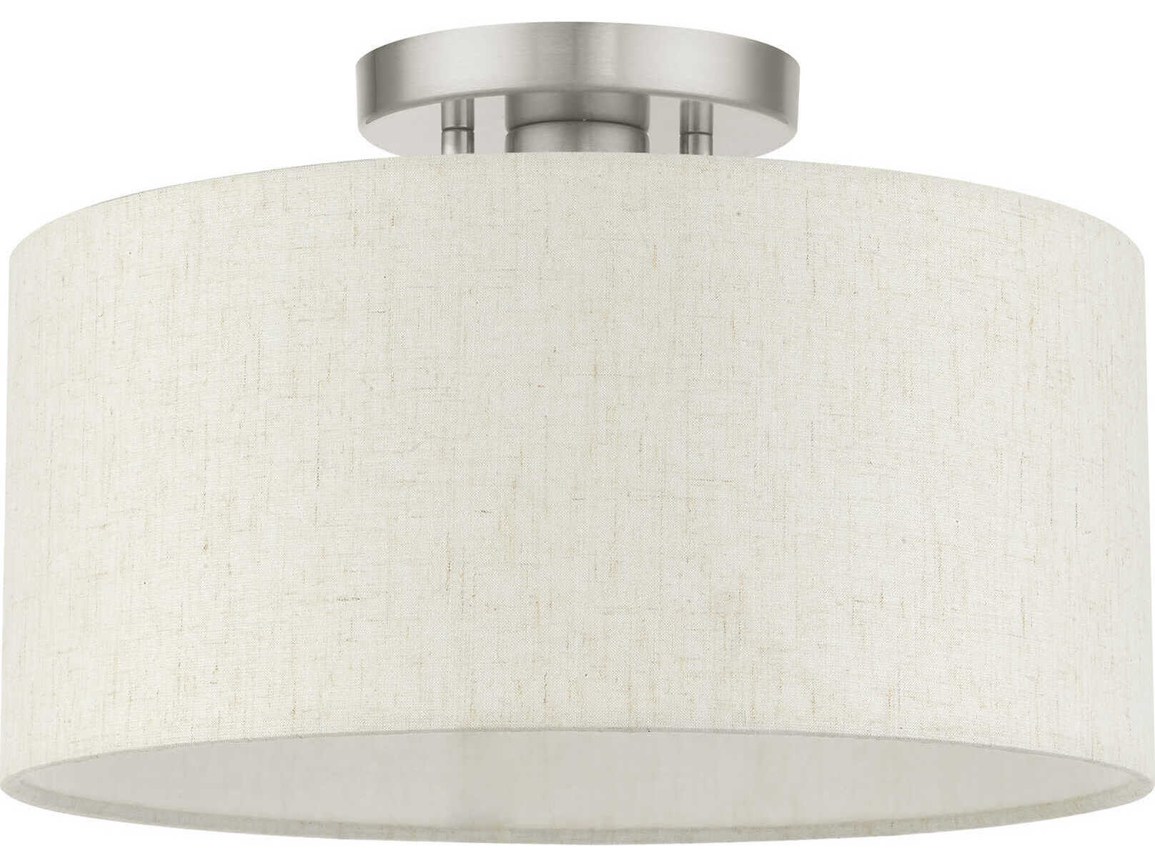Livex Lighting Meadow 1-Light Brushed Nickel Drum Semi Flush Mount