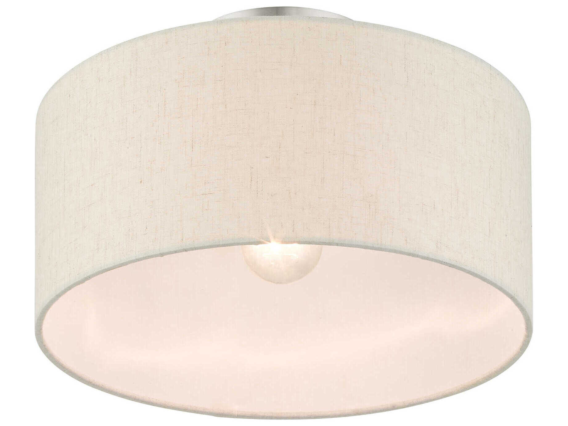 Livex Lighting Meadow 1-Light Brushed Nickel Drum Semi Flush Mount