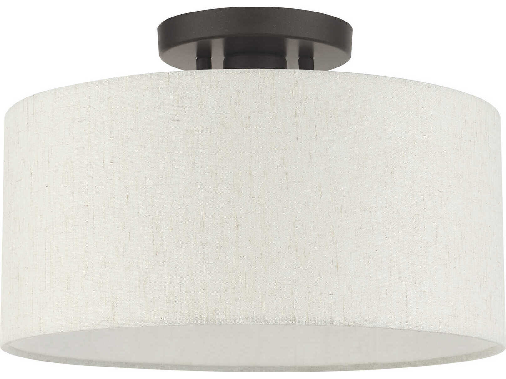 Livex Lighting Meadow 1-Light English Bronze Drum Semi Flush Mount