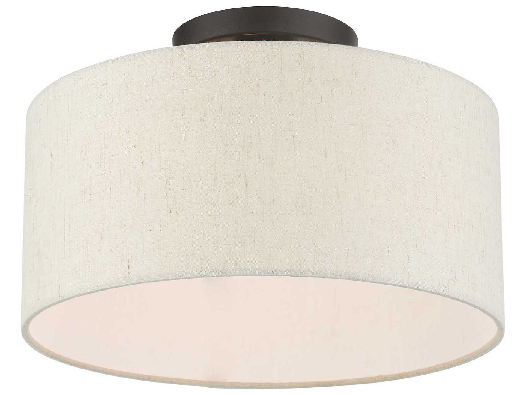 Livex Lighting Meadow 1-Light English Bronze Drum Semi Flush Mount