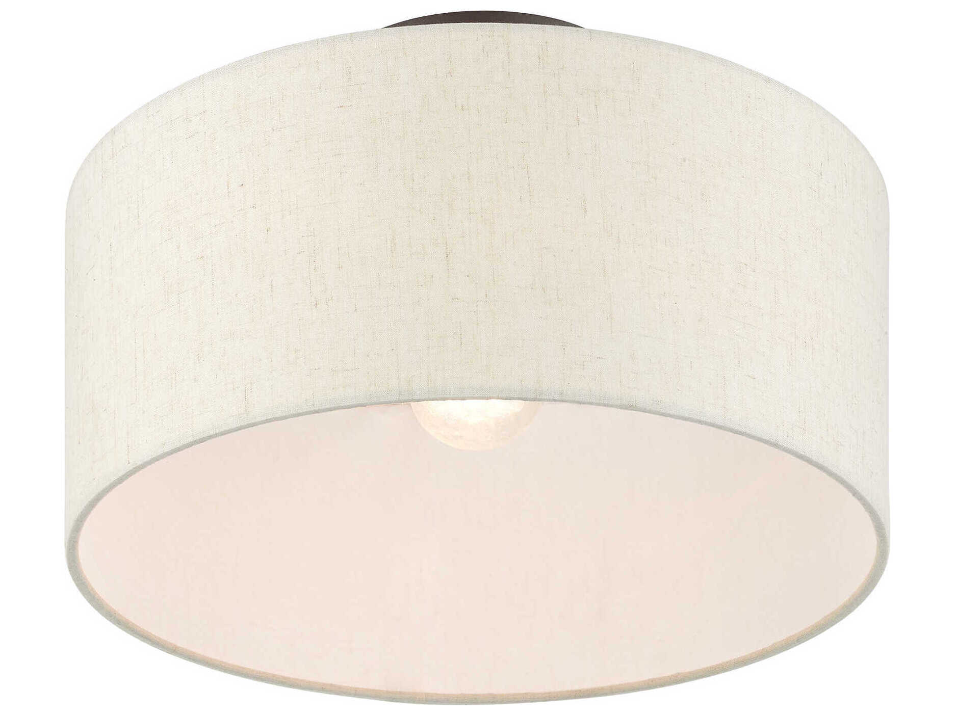 Livex Lighting Meadow 1-Light English Bronze Drum Semi Flush Mount