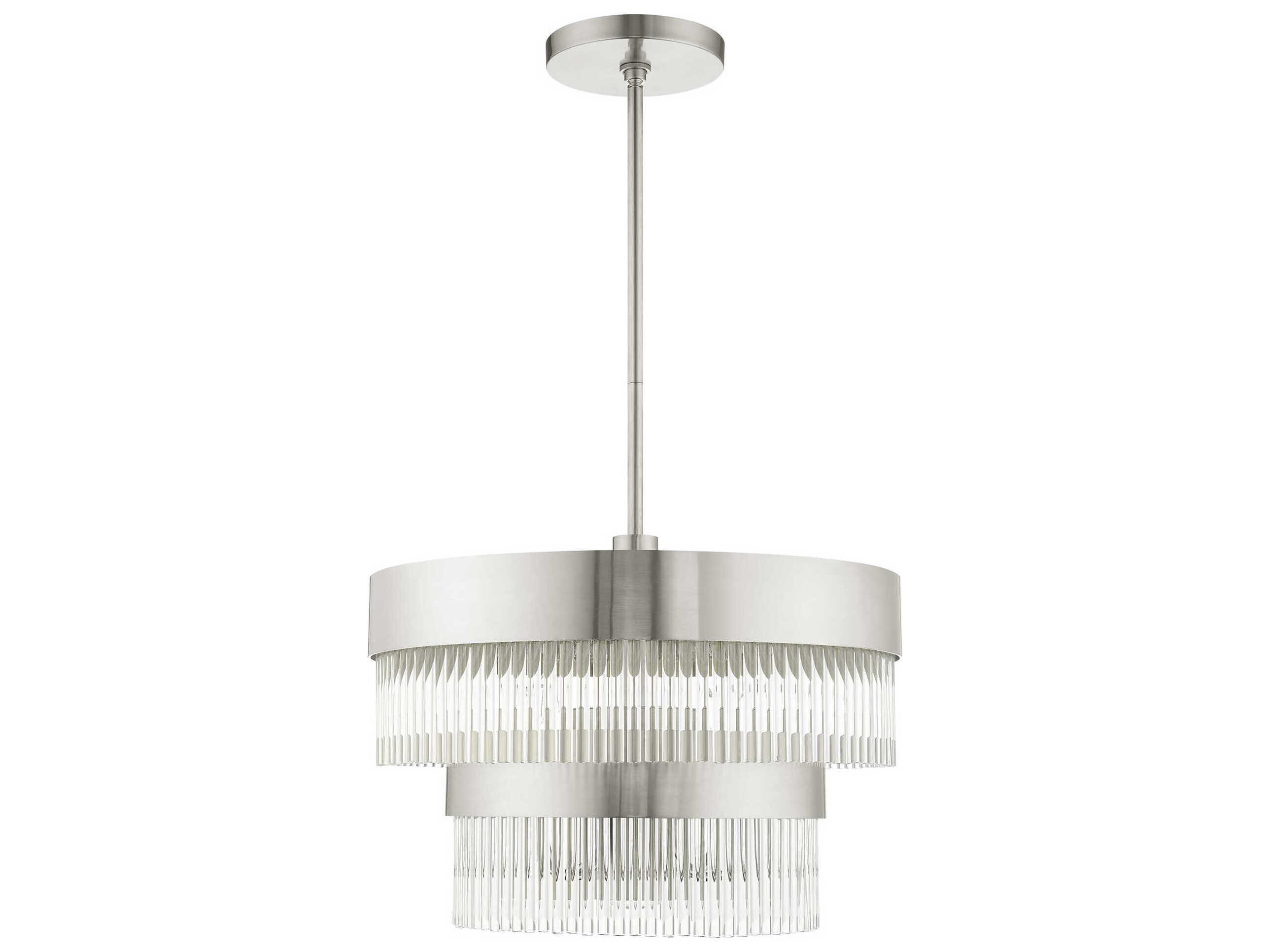 Livex Lighting Norwich 5-Light Brushed Nickel Crystal Candelabra Chandelier