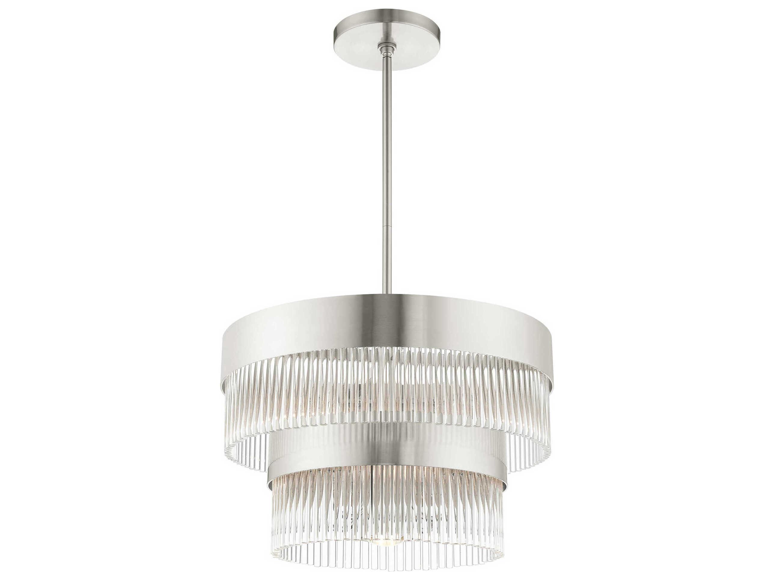 Livex Lighting Norwich 5-Light Brushed Nickel Crystal Candelabra Chandelier