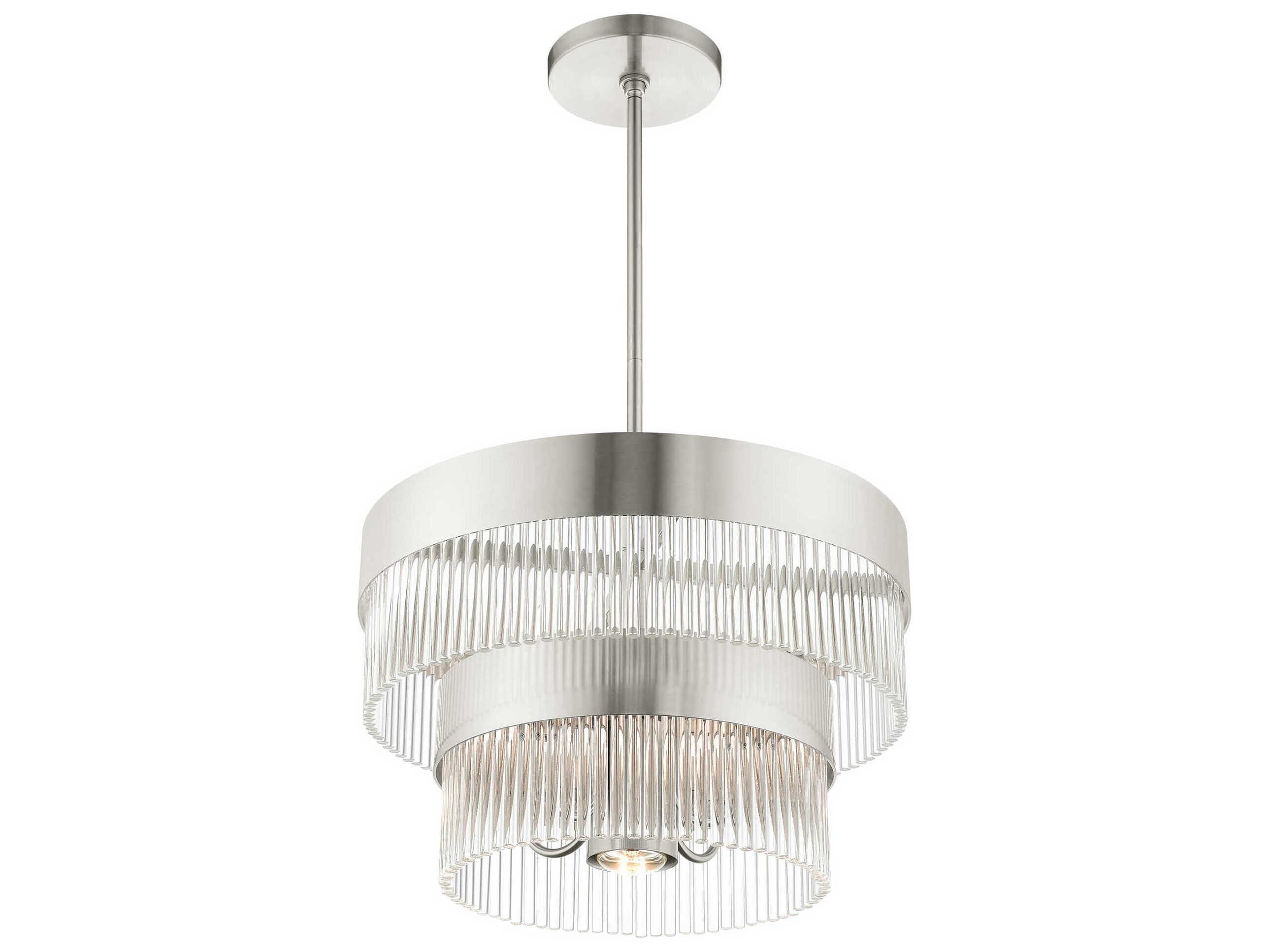 Livex Lighting Norwich 5-Light Brushed Nickel Crystal Candelabra Chandelier