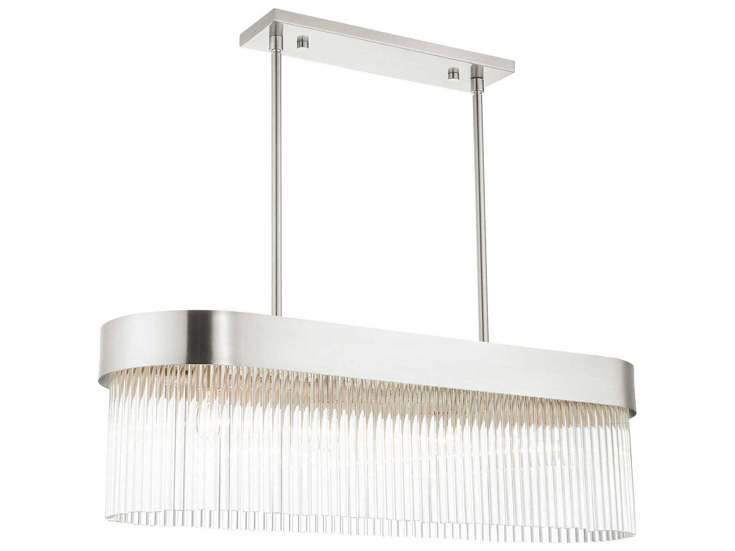 Livex Lighting Norwich 4-Light Brushed Nickel Crystal Island Pendant