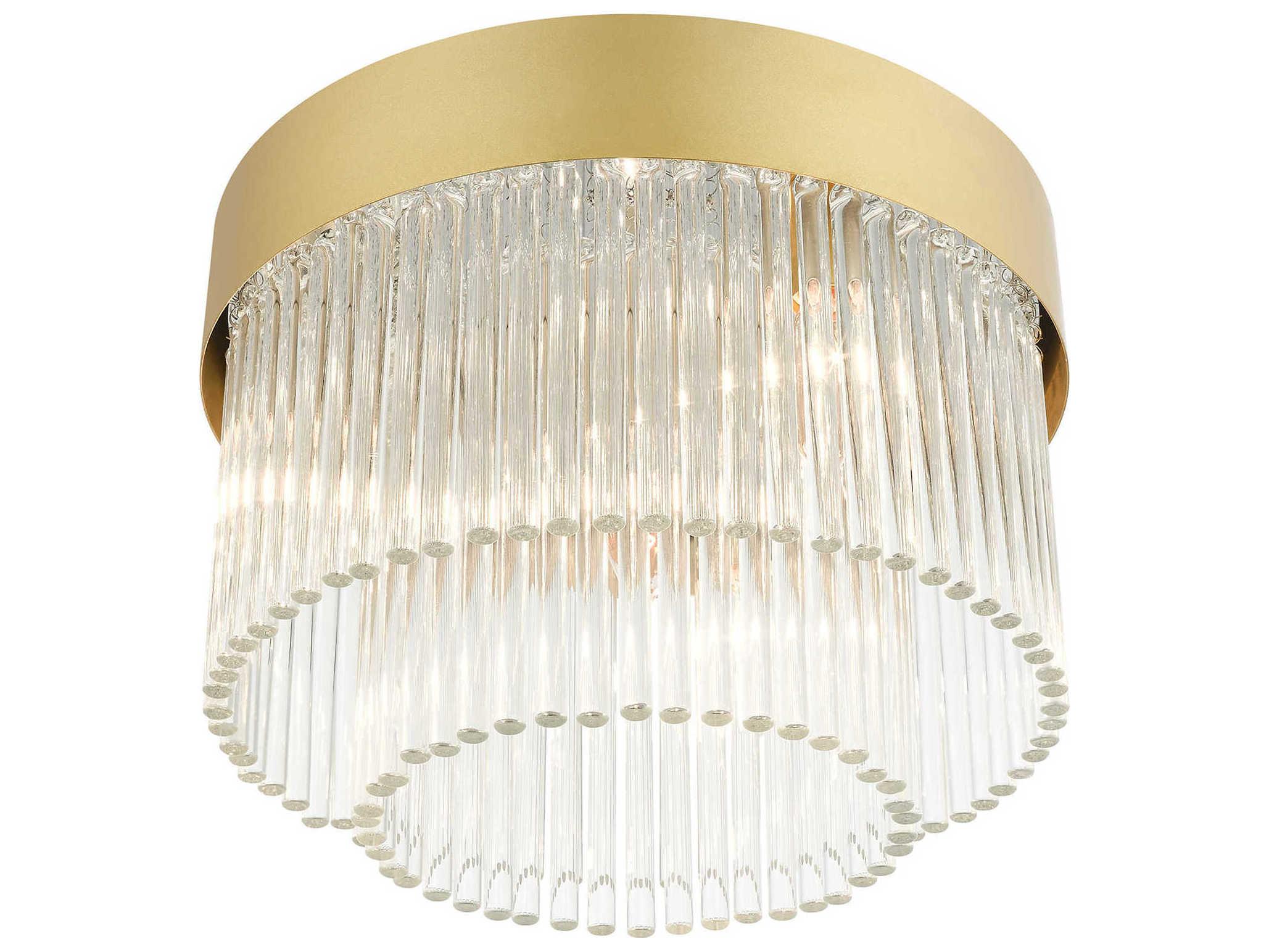 Livex Lighting Norwich 4-Light Soft Gold Crystal Drum Flush Mount