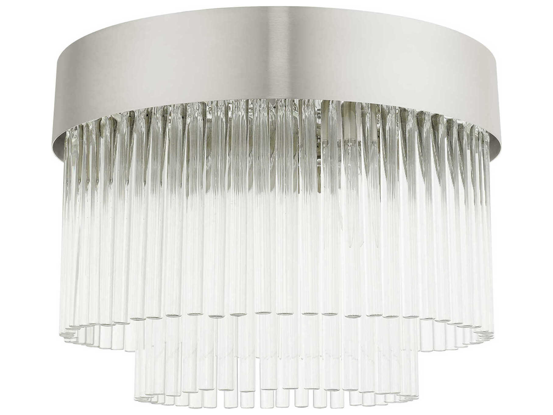 Livex Lighting Norwich 4-Light Brushed Nickel Crystal Drum Flush Mount