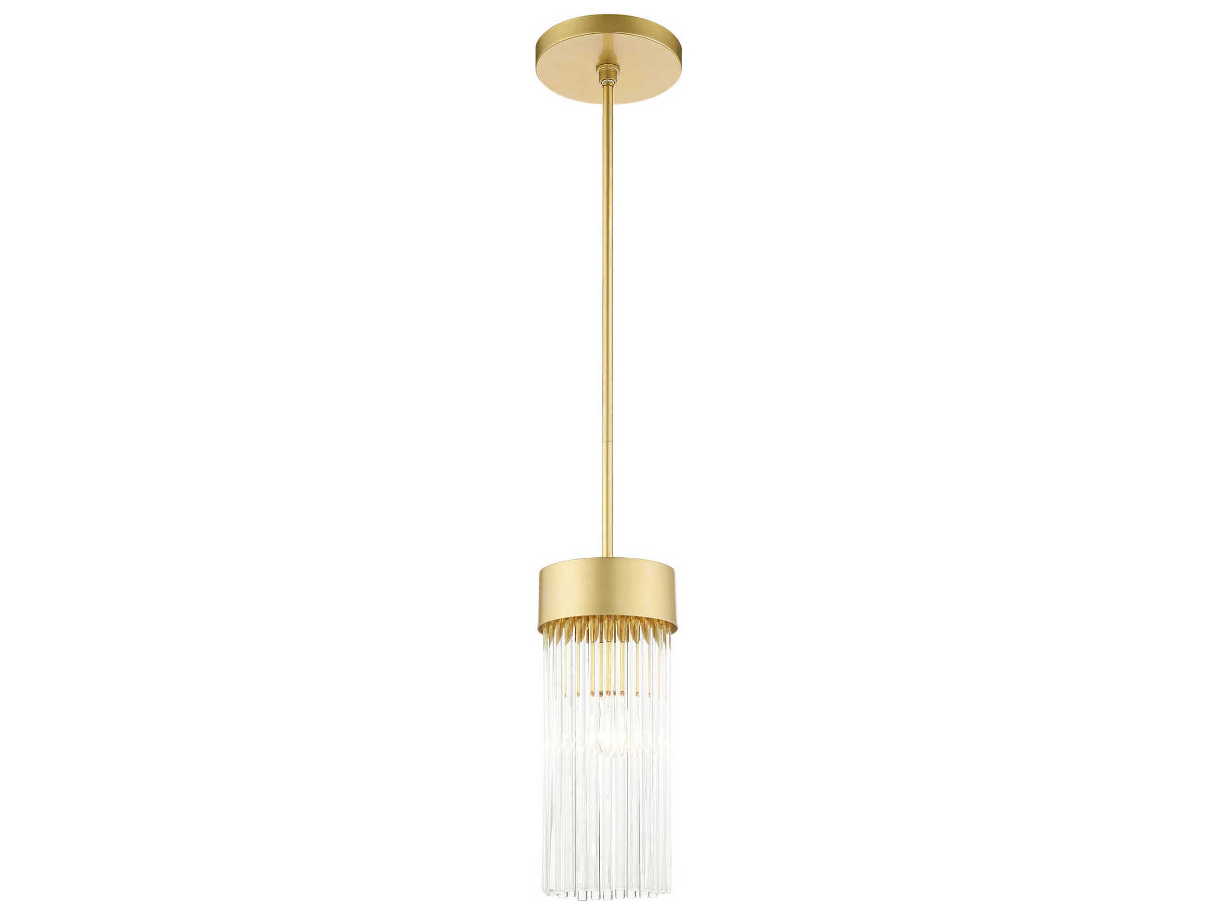 Livex Lighting Norwich 1-Light Soft Gold Crystal Cylinder Mini Pendant