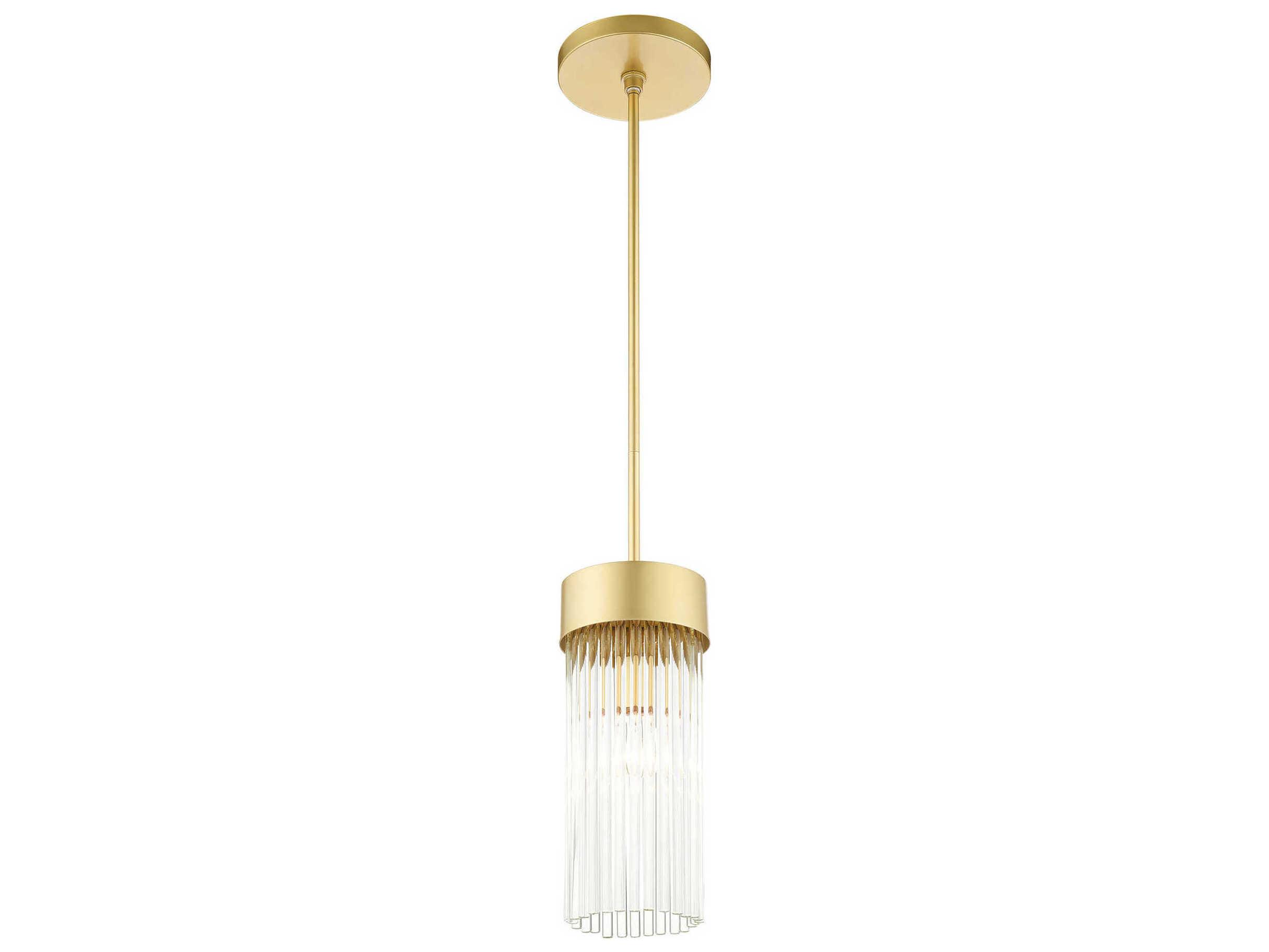 Livex Lighting Norwich 1-Light Soft Gold Crystal Cylinder Mini Pendant