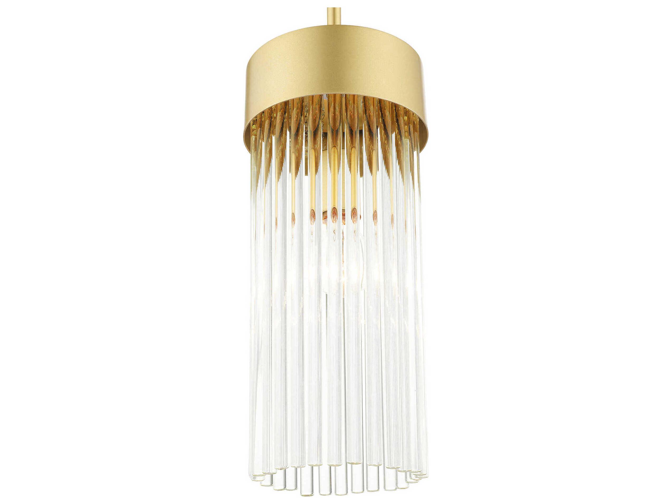 Livex Lighting Norwich 1-Light Soft Gold Crystal Cylinder Mini Pendant