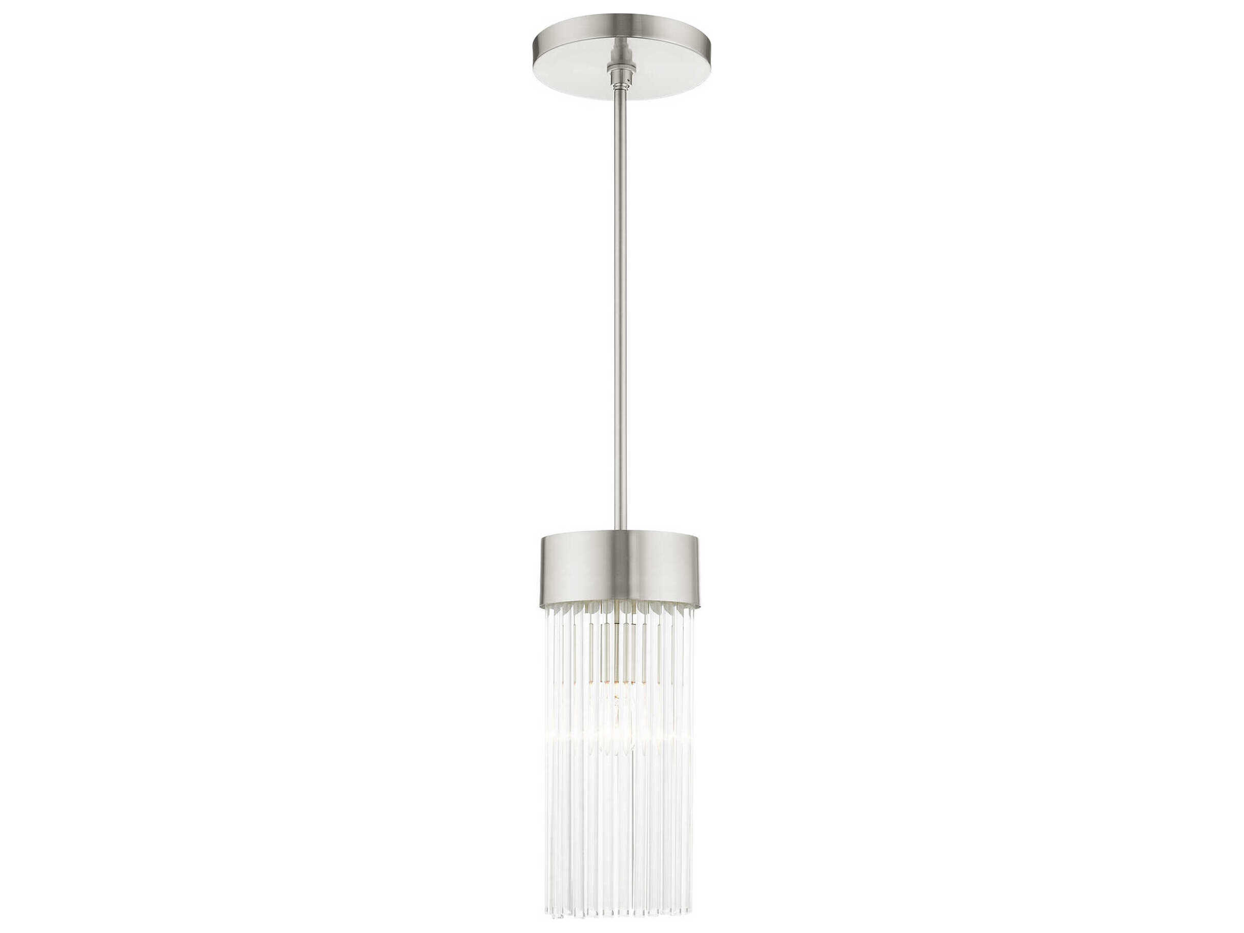 Livex Lighting Norwich 1-Light Brushed Nickel Crystal Cylinder Mini Pendant