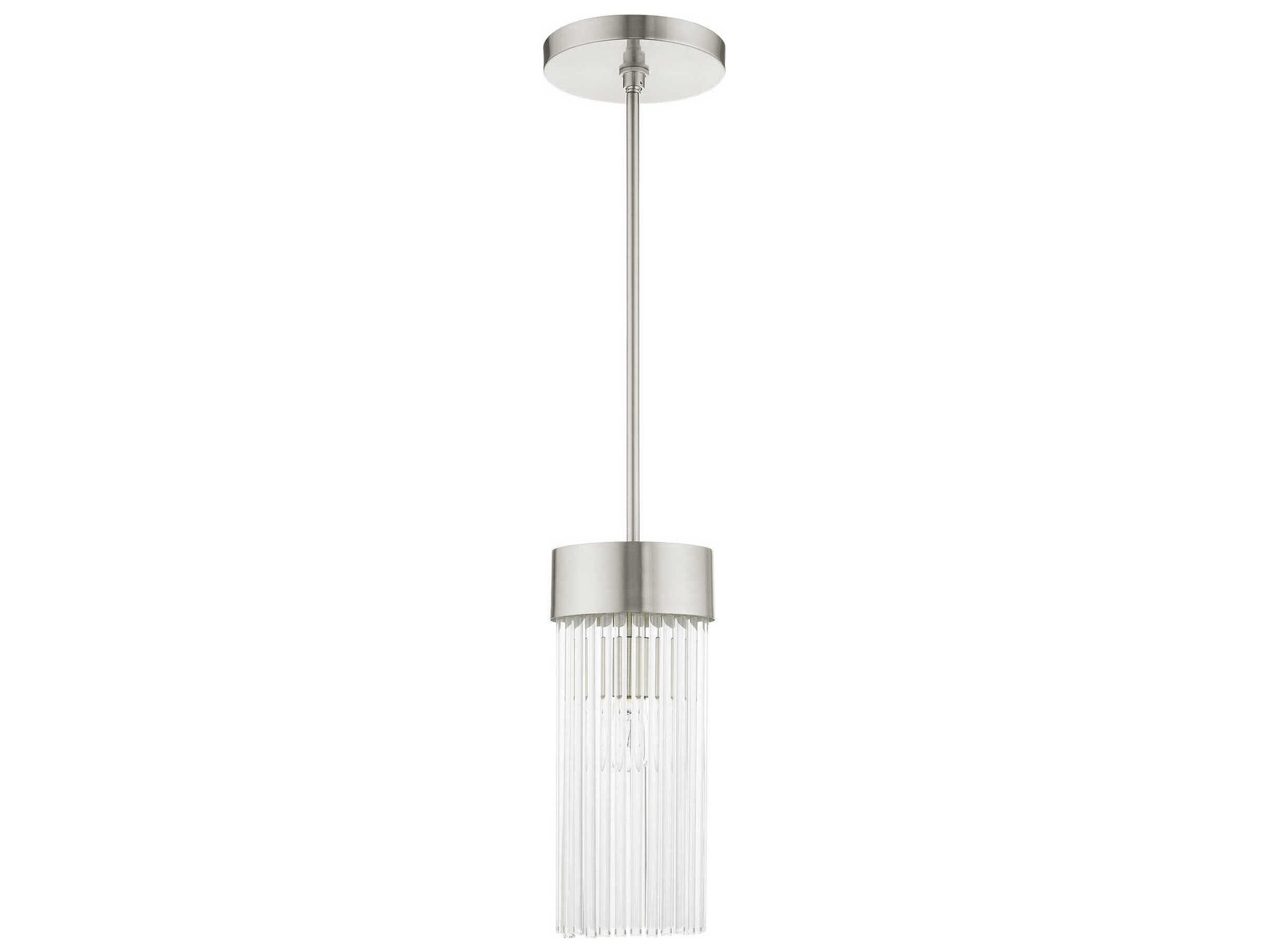 Livex Lighting Norwich 1-Light Brushed Nickel Crystal Cylinder Mini Pendant