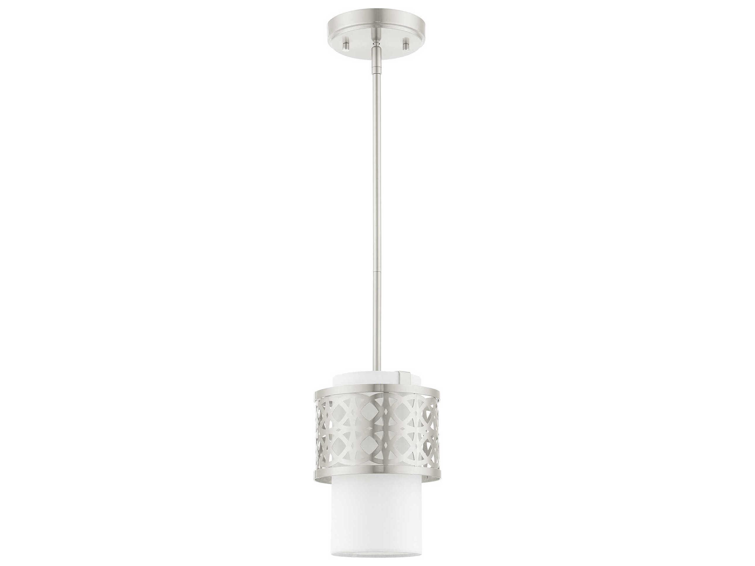 Livex Lighting Calinda 1-Light Brushed Nickel Cylinder Mini Pendant