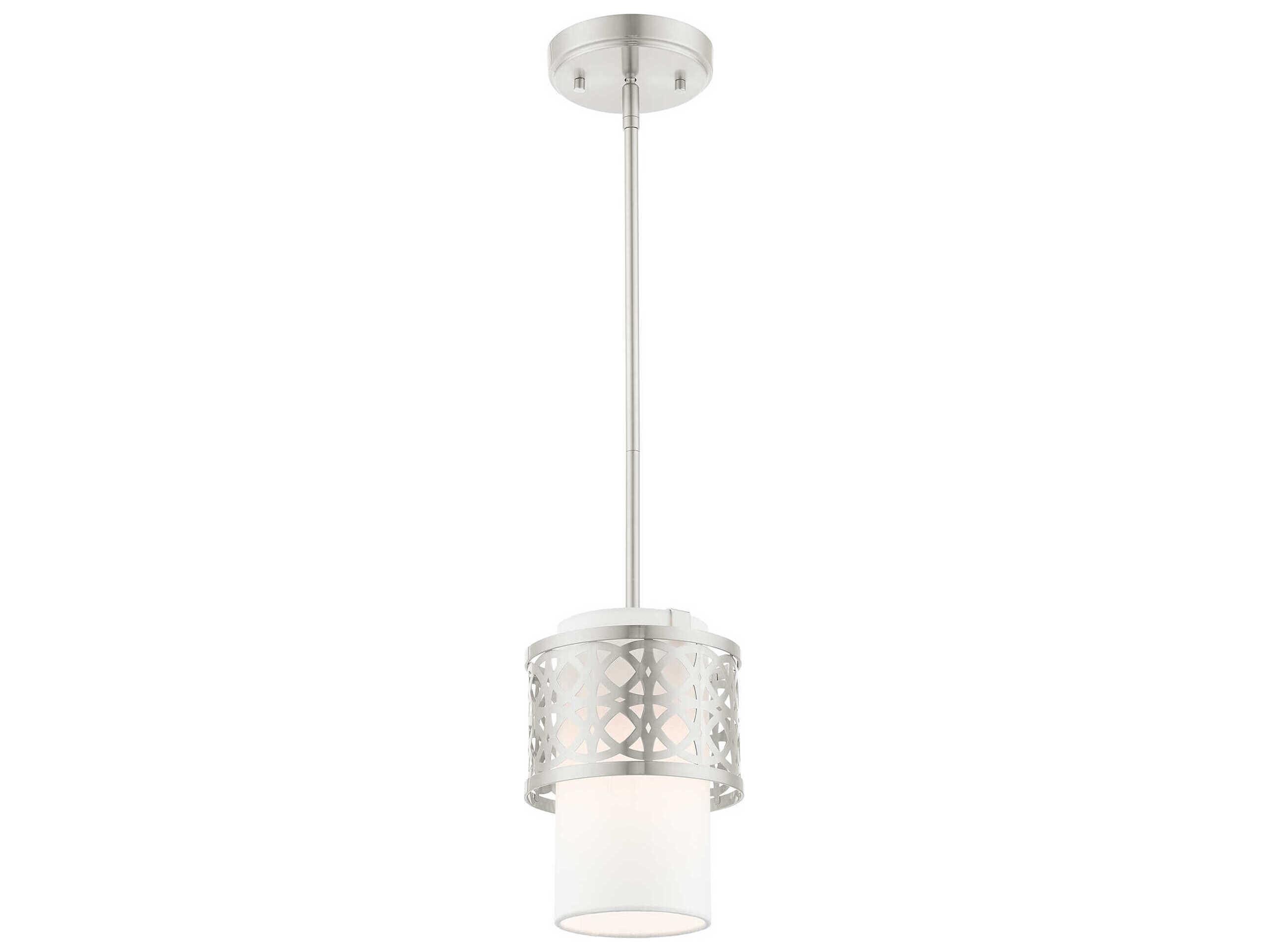 Livex Lighting Calinda 1-Light Brushed Nickel Cylinder Mini Pendant