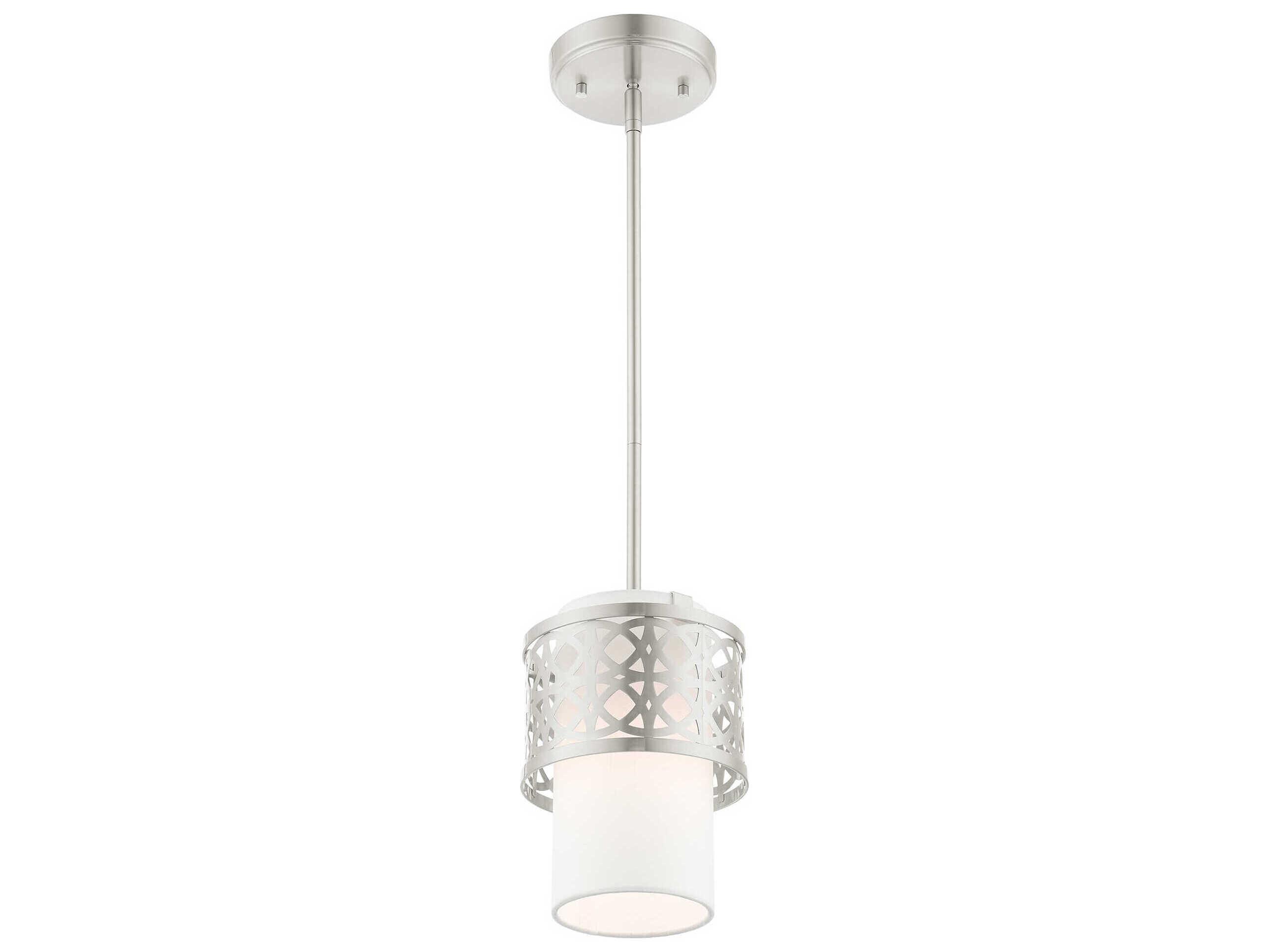 Livex Lighting Calinda 1-Light Brushed Nickel Cylinder Mini Pendant