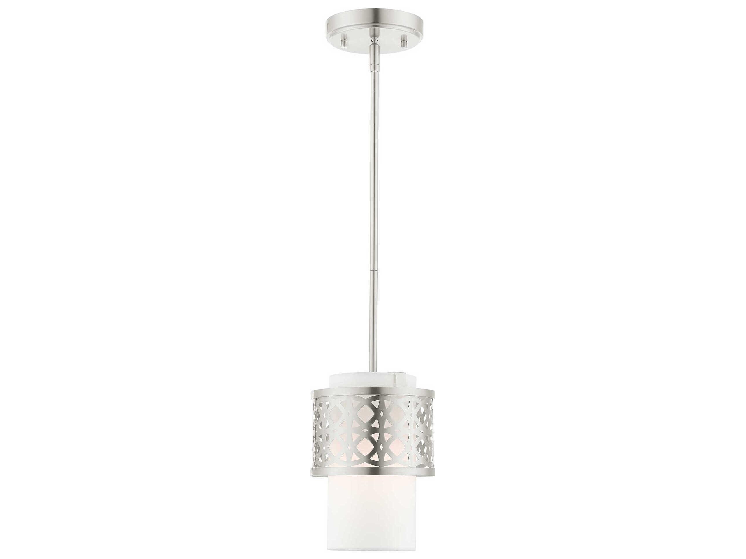 Livex Lighting Calinda 1-Light Brushed Nickel Cylinder Mini Pendant