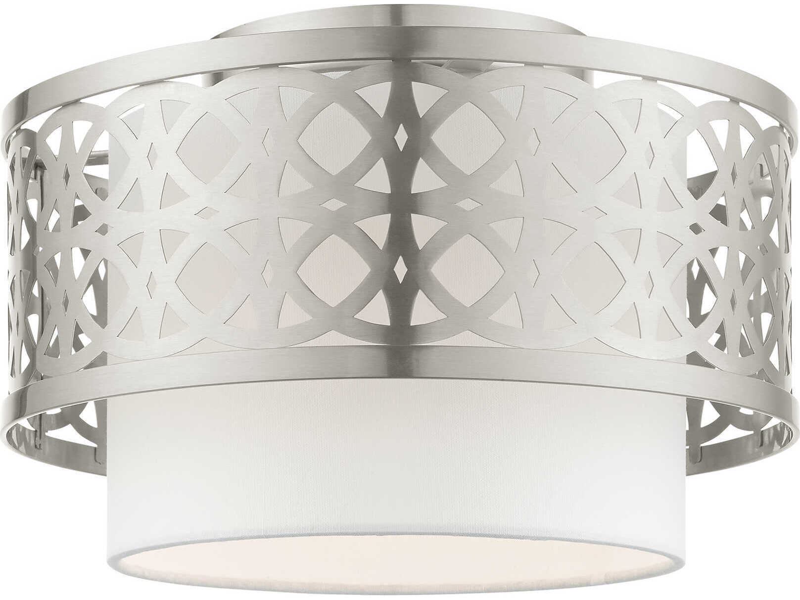 Livex Lighting Calinda 1-Light Brushed Nickel Drum Semi Flush Mount