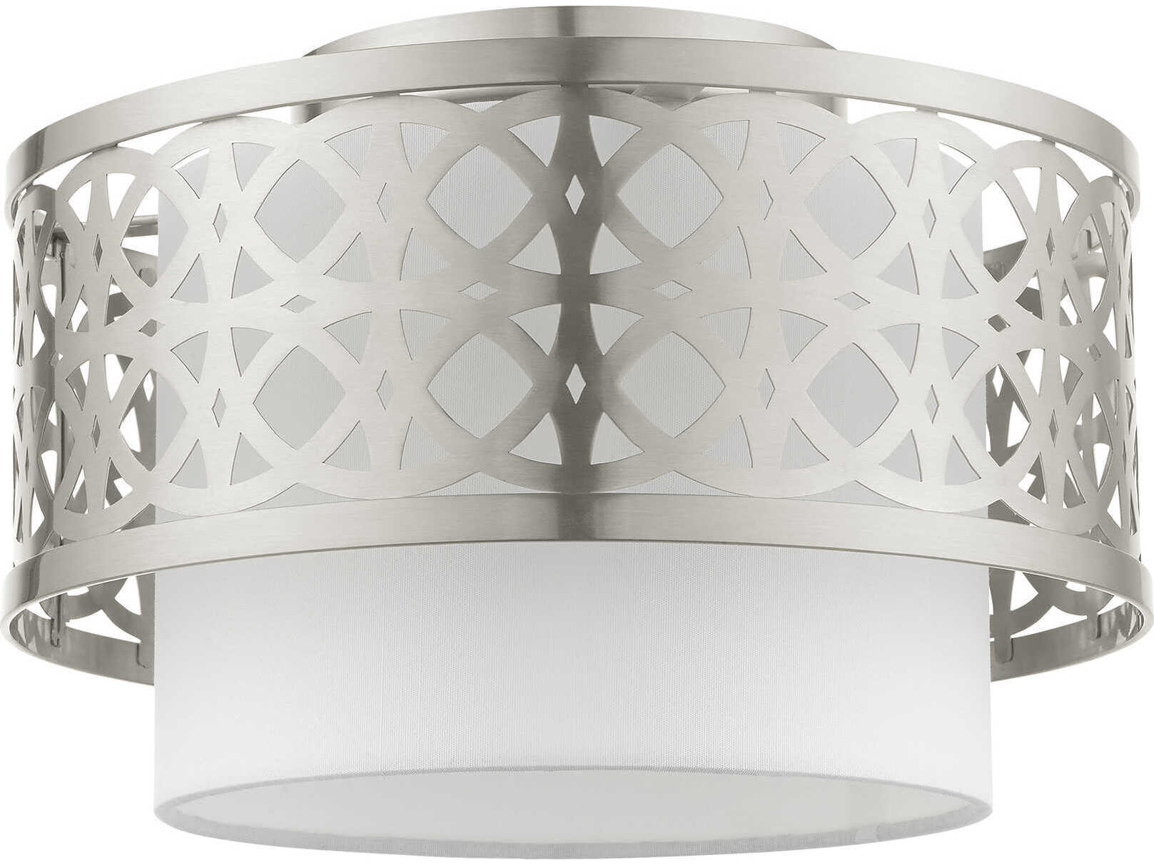 Livex Lighting Calinda 1-Light Brushed Nickel Drum Semi Flush Mount