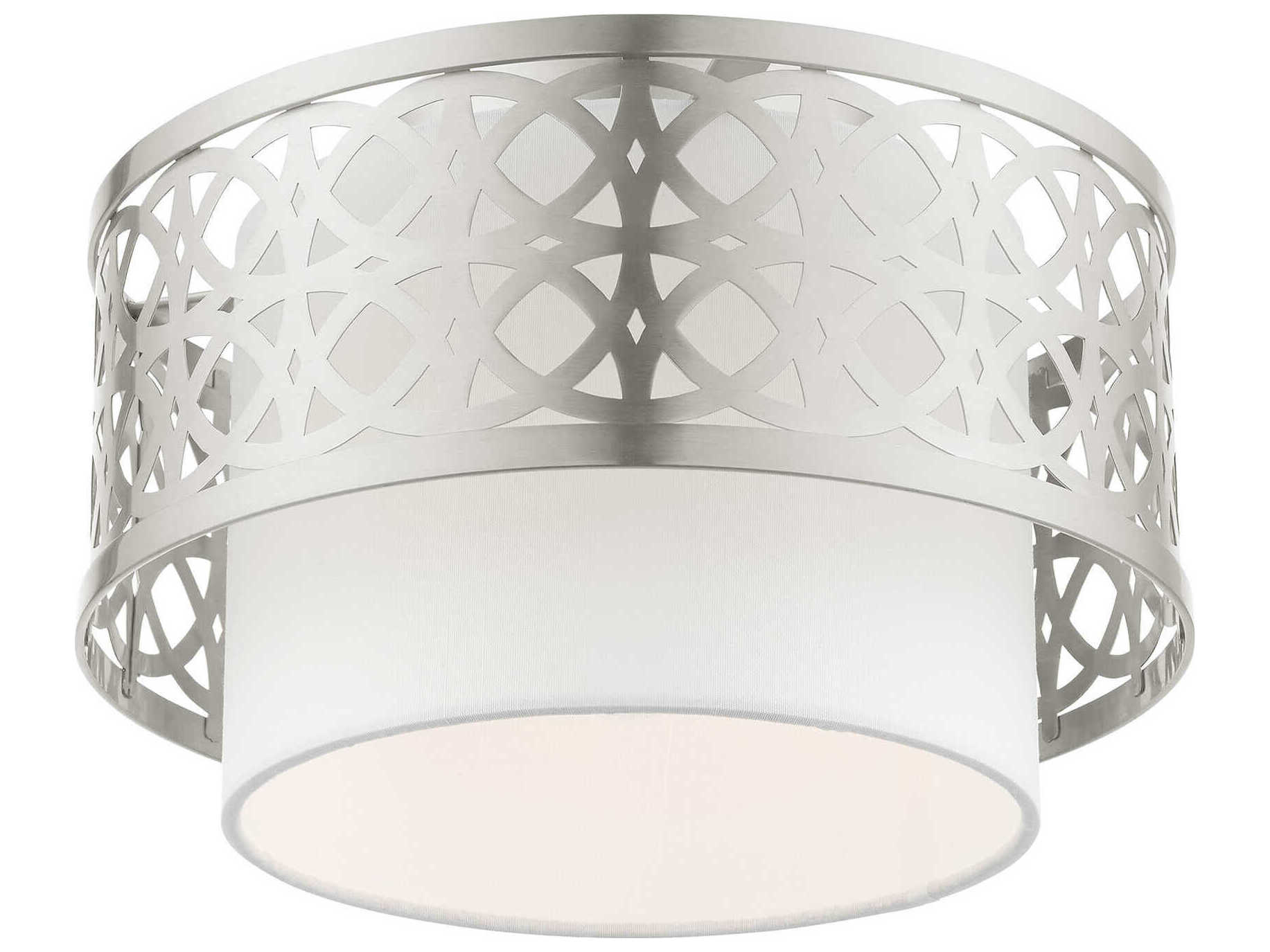 Livex Lighting Calinda 1-Light Brushed Nickel Drum Semi Flush Mount