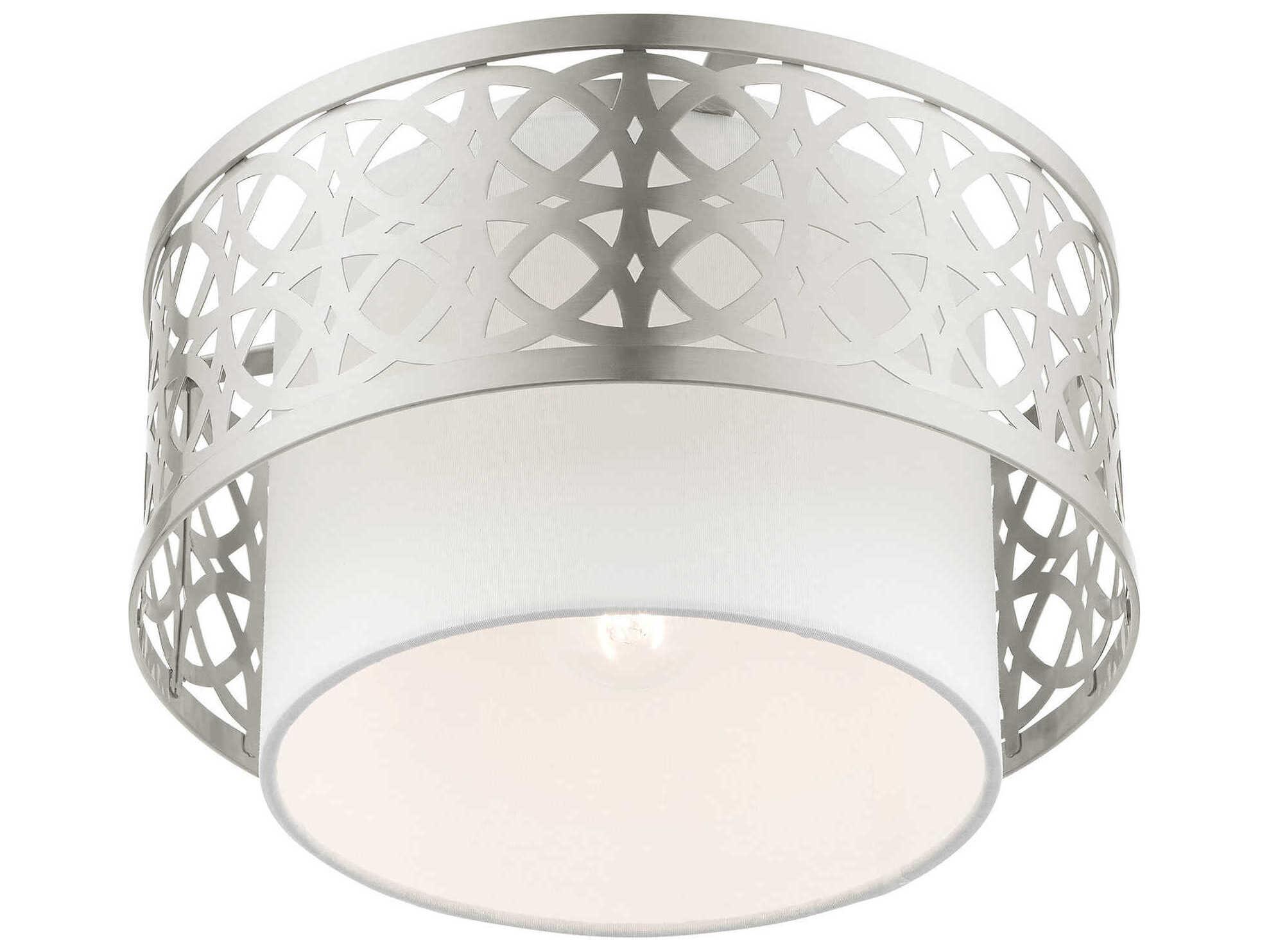 Livex Lighting Calinda 1-Light Brushed Nickel Drum Semi Flush Mount