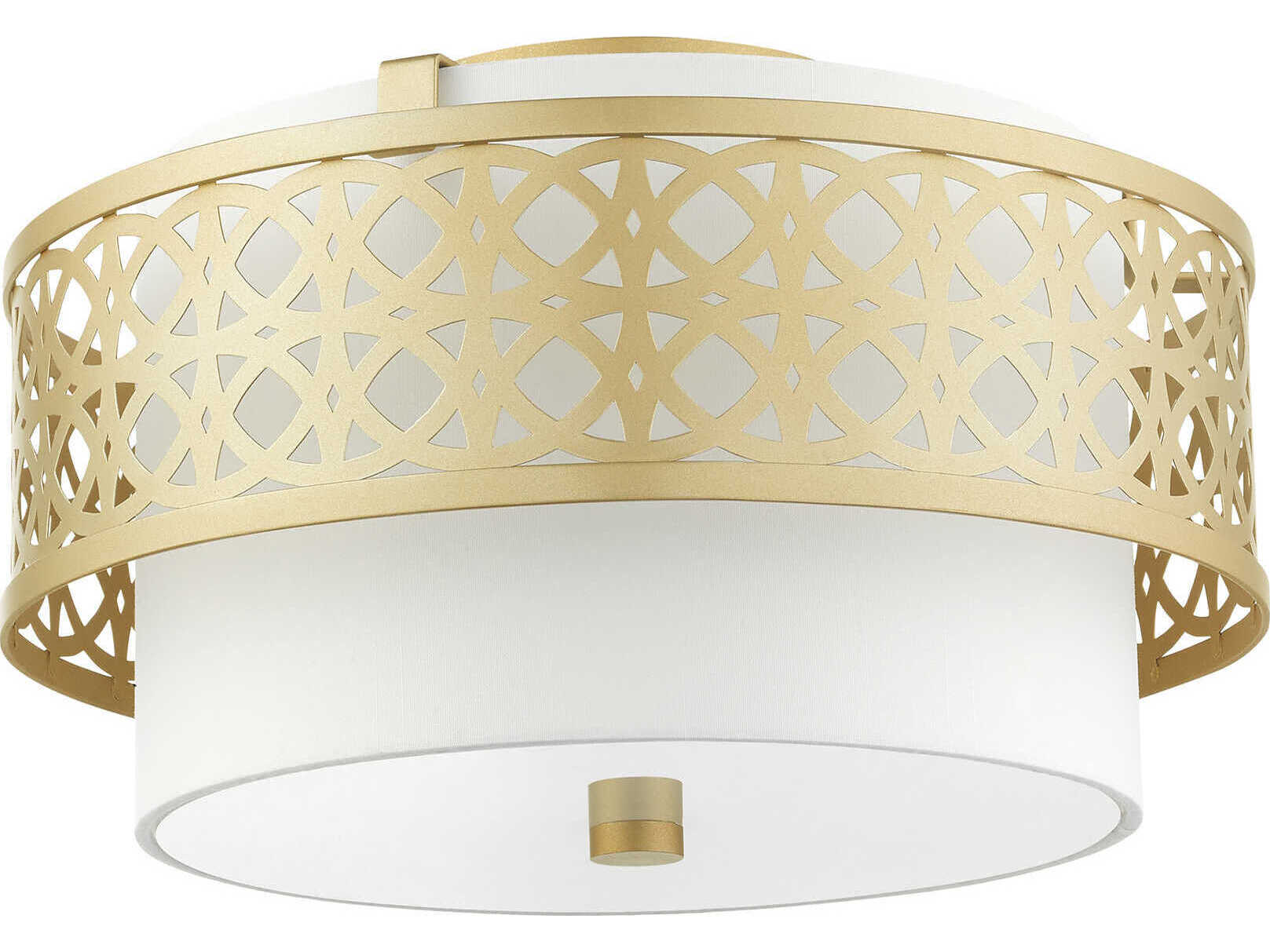 Livex Lighting Calinda 3-Light Soft Gold Drum Semi Flush Mount
