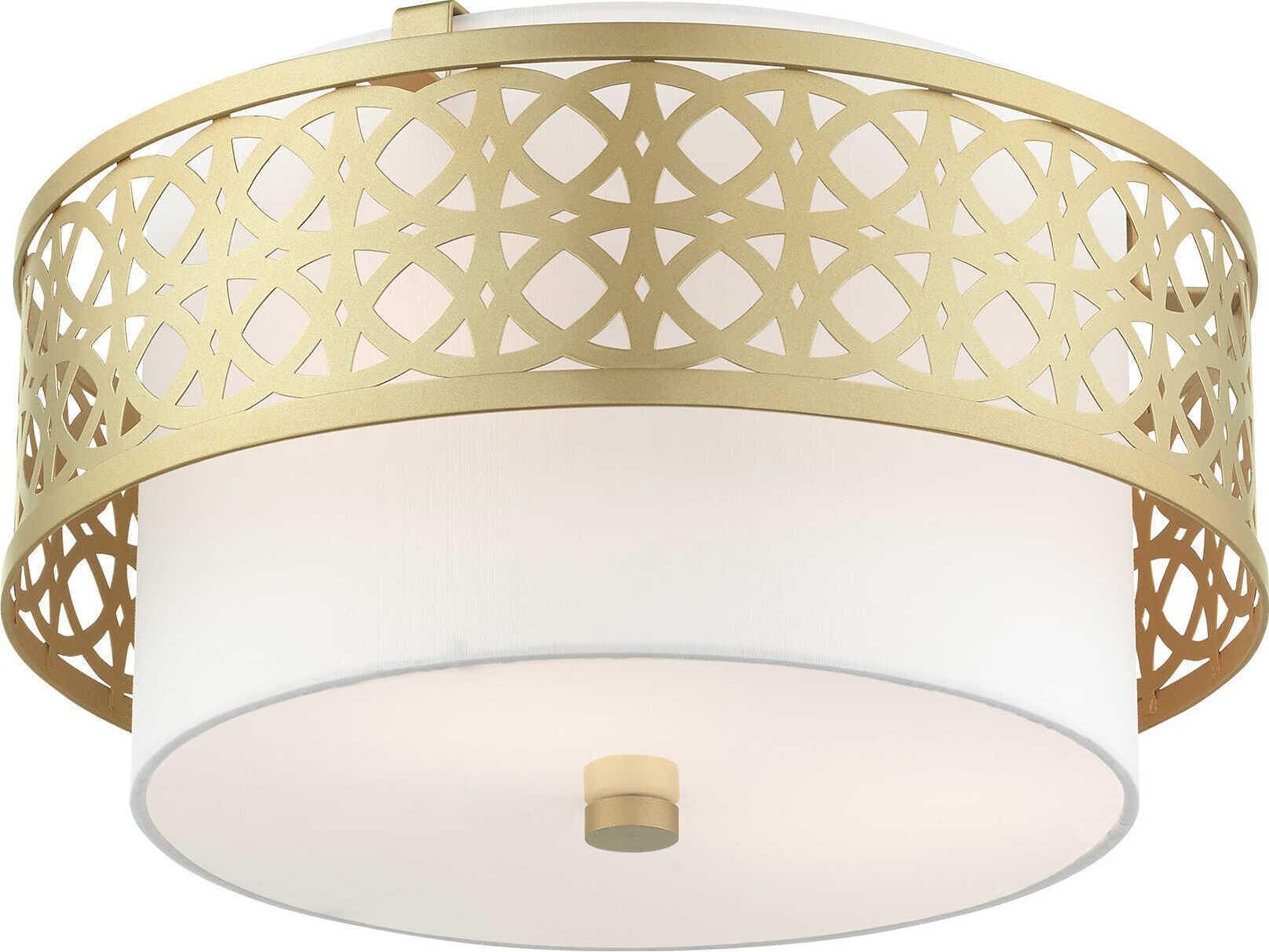 Livex Lighting Calinda 3-Light Soft Gold Drum Semi Flush Mount