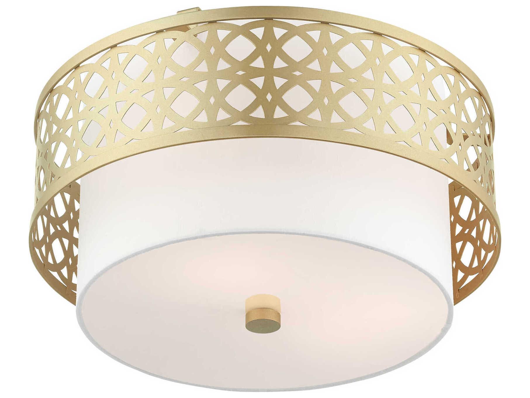 Livex Lighting Calinda 3-Light Soft Gold Drum Semi Flush Mount